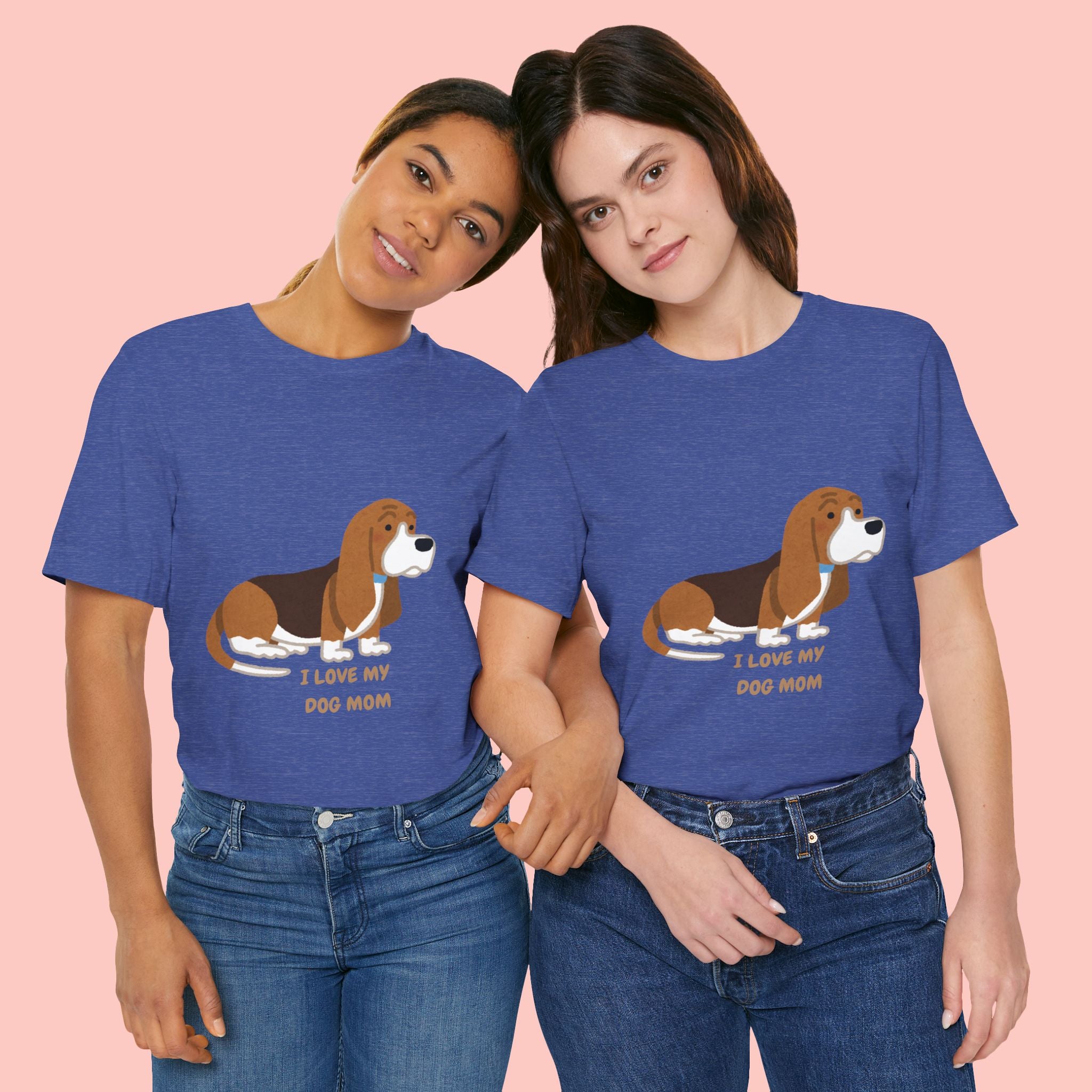 Dog Mom T‑Shirt — Cute Basset Hound I Love My Dog Mom Tee