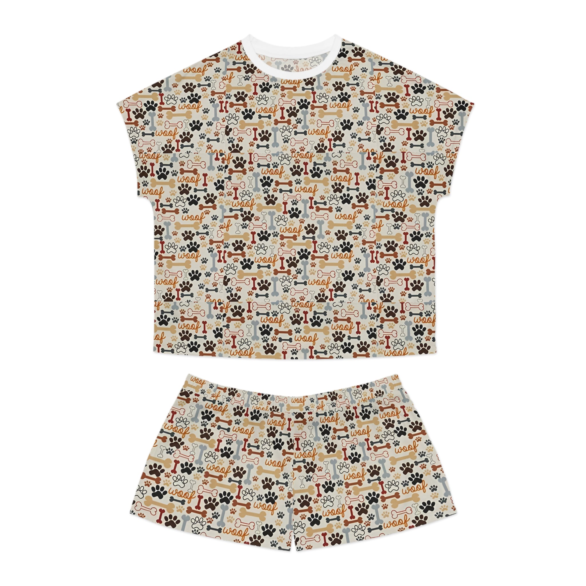 Women's Dog Paw & Bones Pajama Set — 'Woof' Short Sleepwear