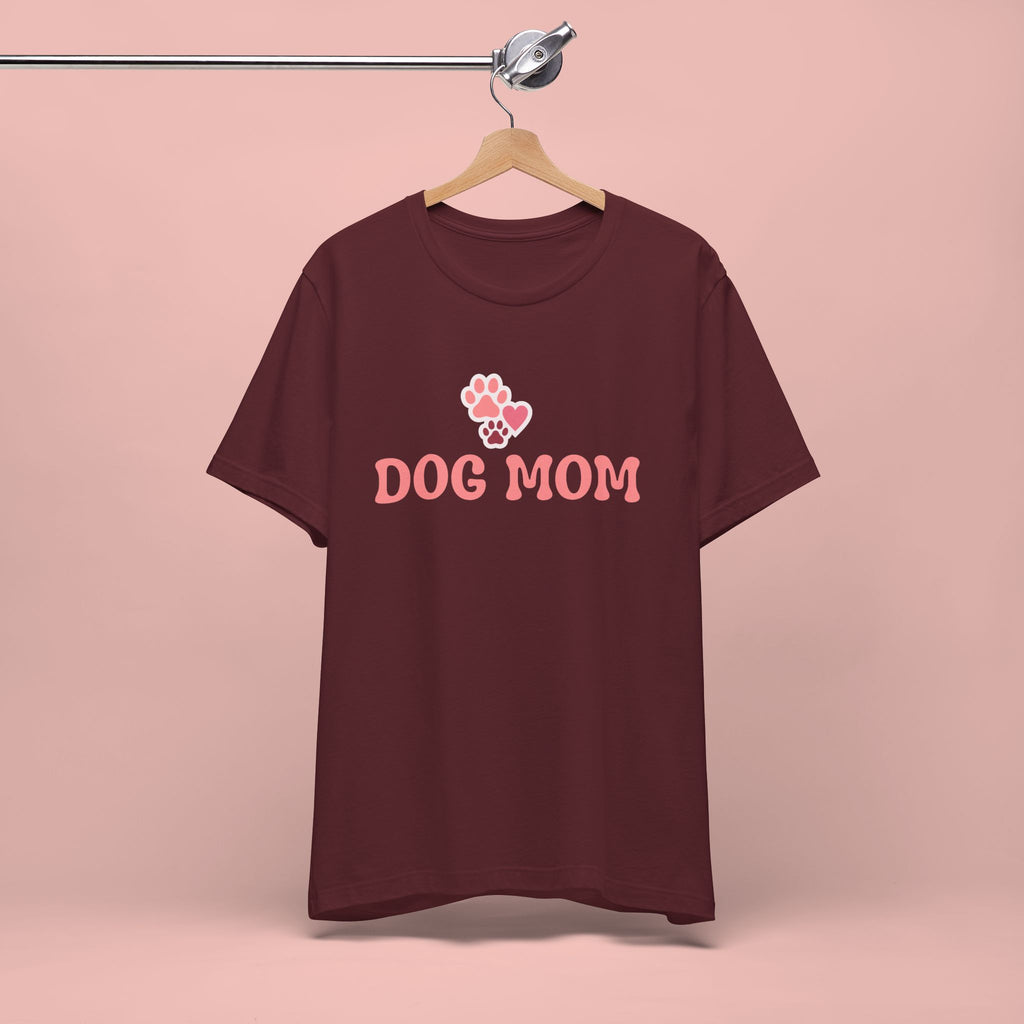 Dog Mom T-Shirt — Pink Paw Graphic Tee for Dog Lovers