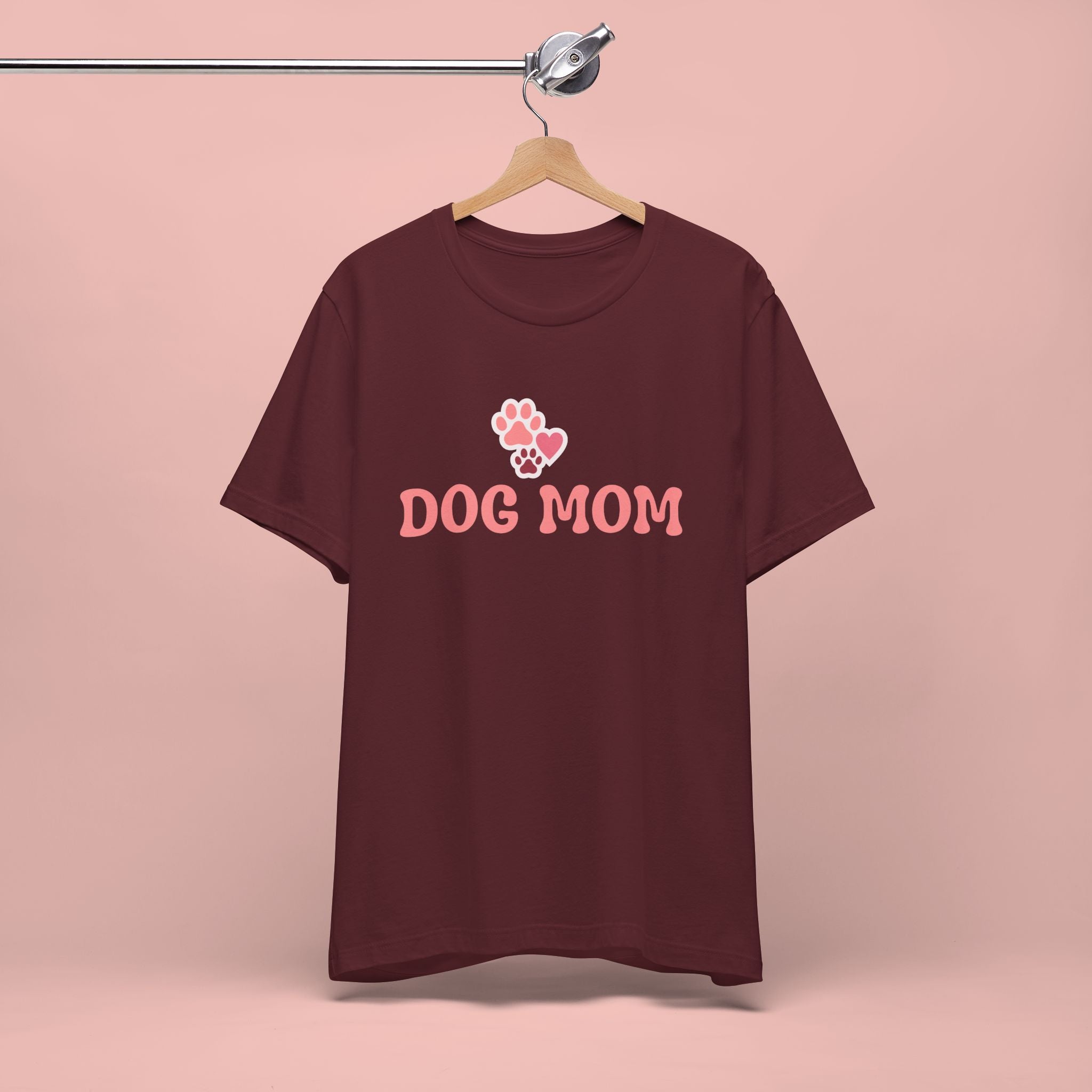 Dog Mom T-Shirt — Pink Paw Graphic Tee for Dog Lovers