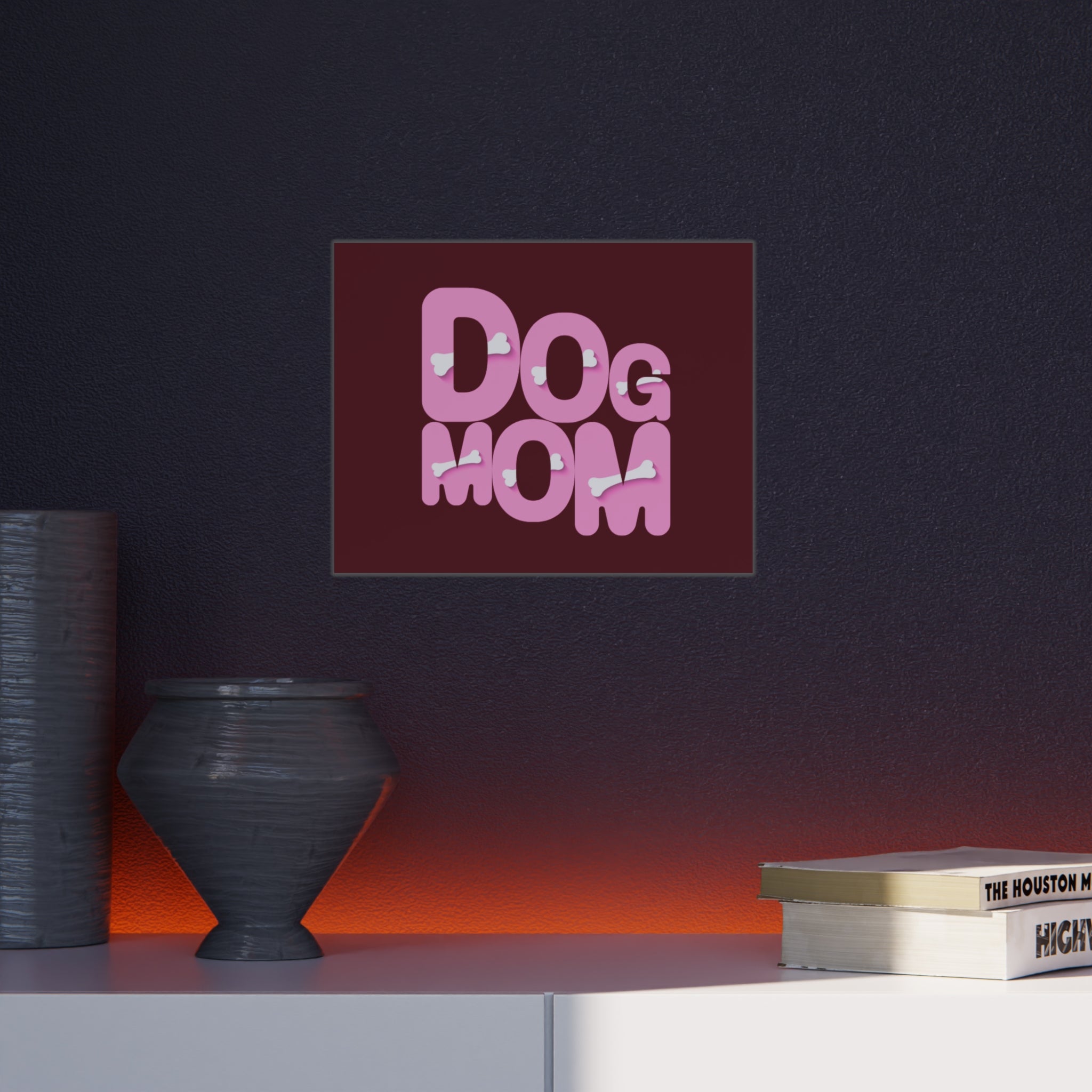 Dog Mom Foam Board Sign — Pink Bold Typography with Bone Accents