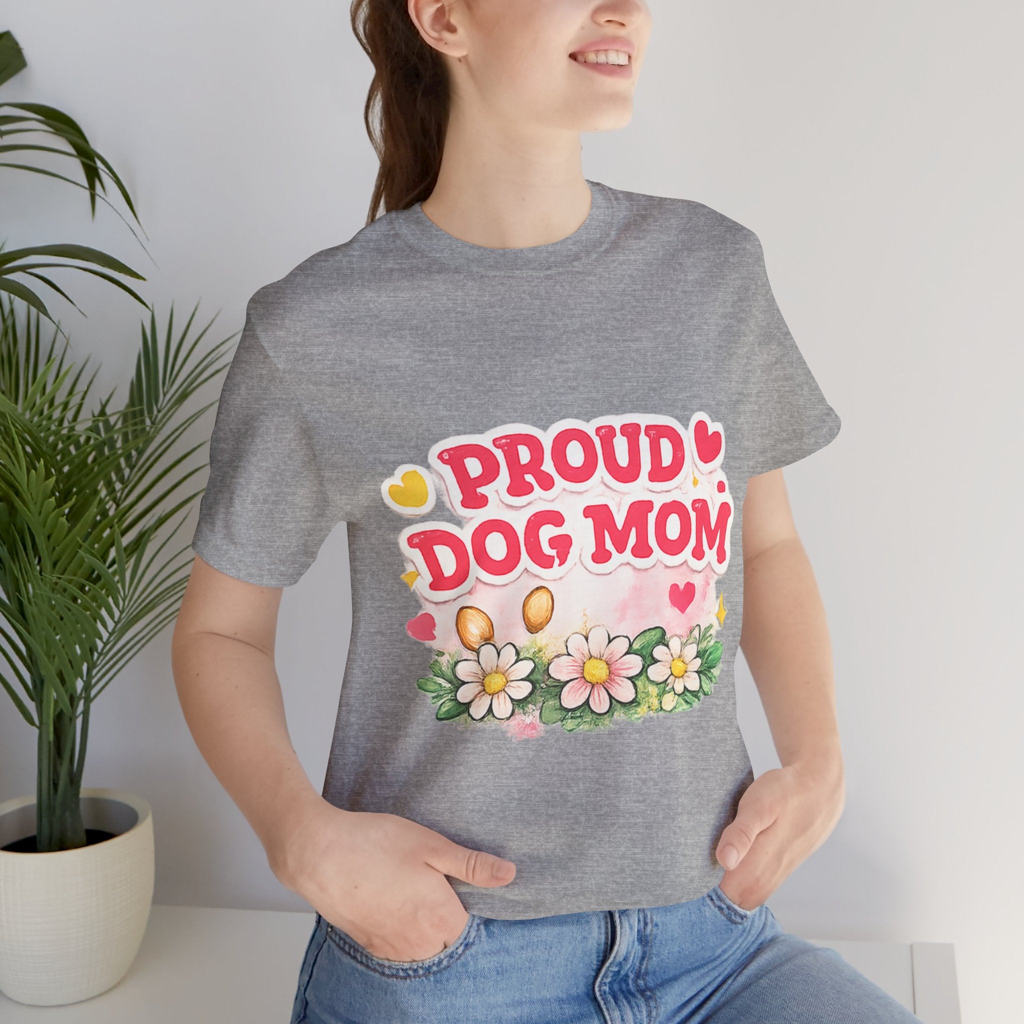 Proud Dog Mom Tee – Floral Retro Heart Design