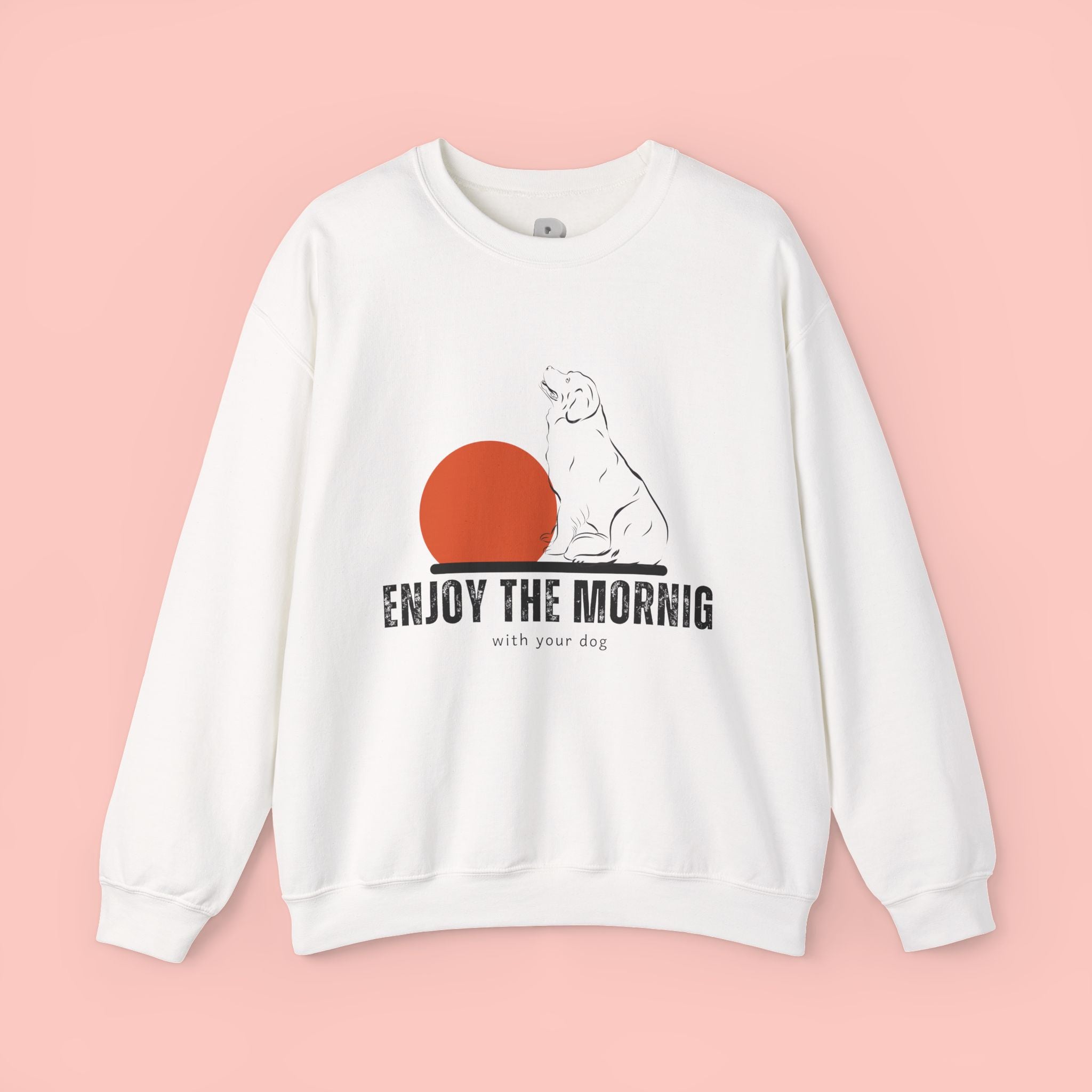 Enjoy the Morning Dog Crewneck Sweatshirt — Sunrise Labrador Graphic