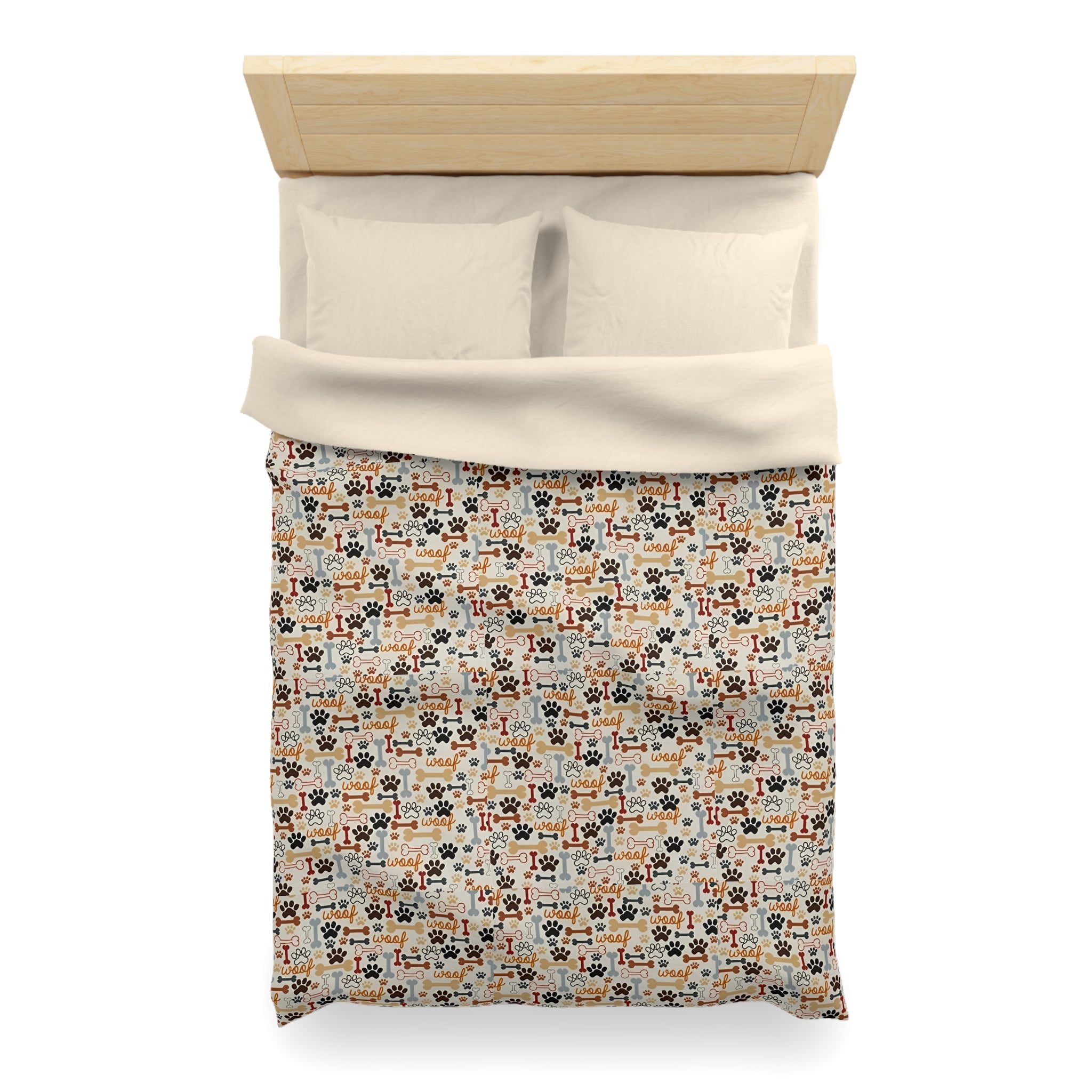 Cat Paw Print Duvet Cover — Cute Cartoon Cats & Paws Microfiber Bedding