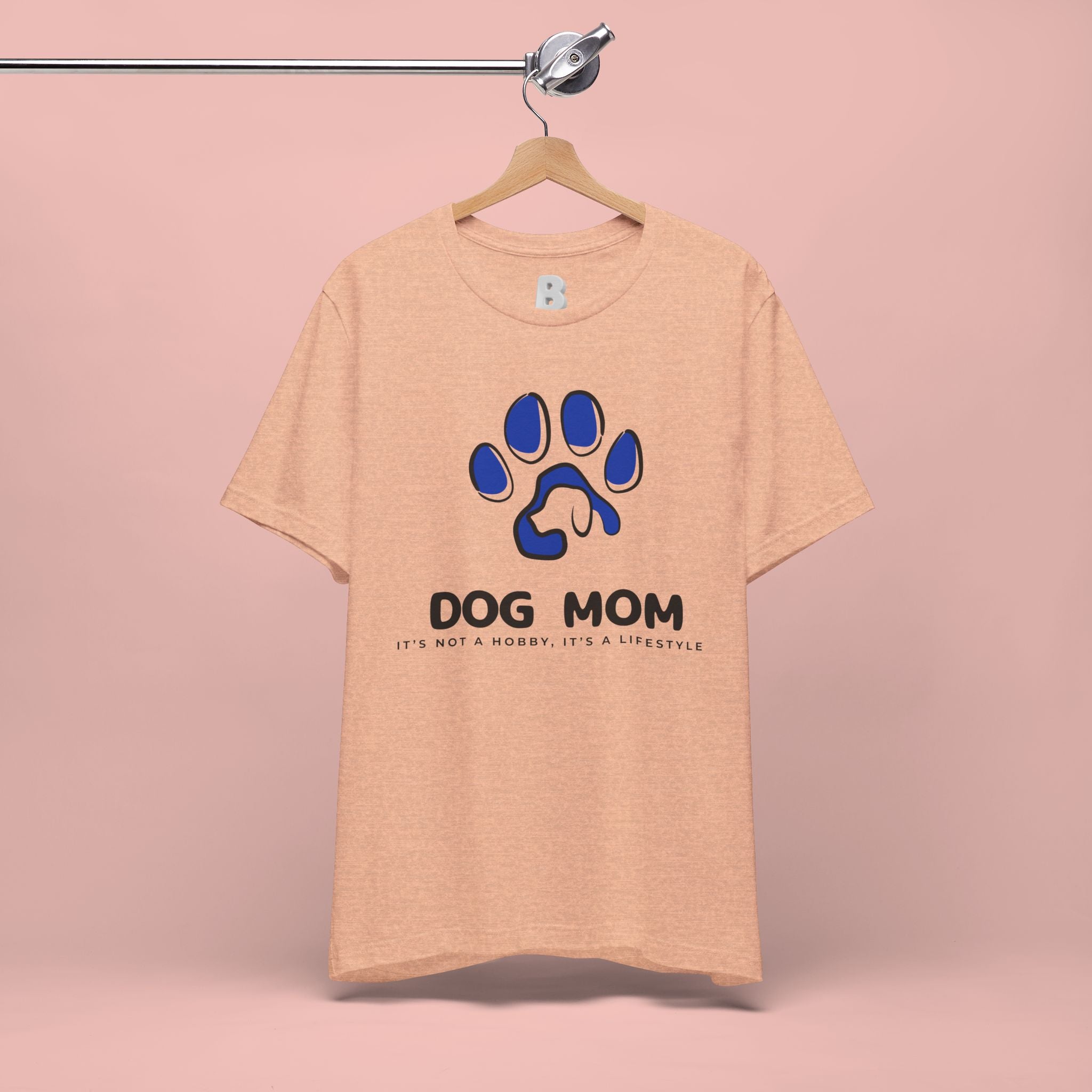 Dog Mom T-Shirt – Blue Paw Graphic "Dog Mom: It's Not a Hobby, It's a Lifestyle"
