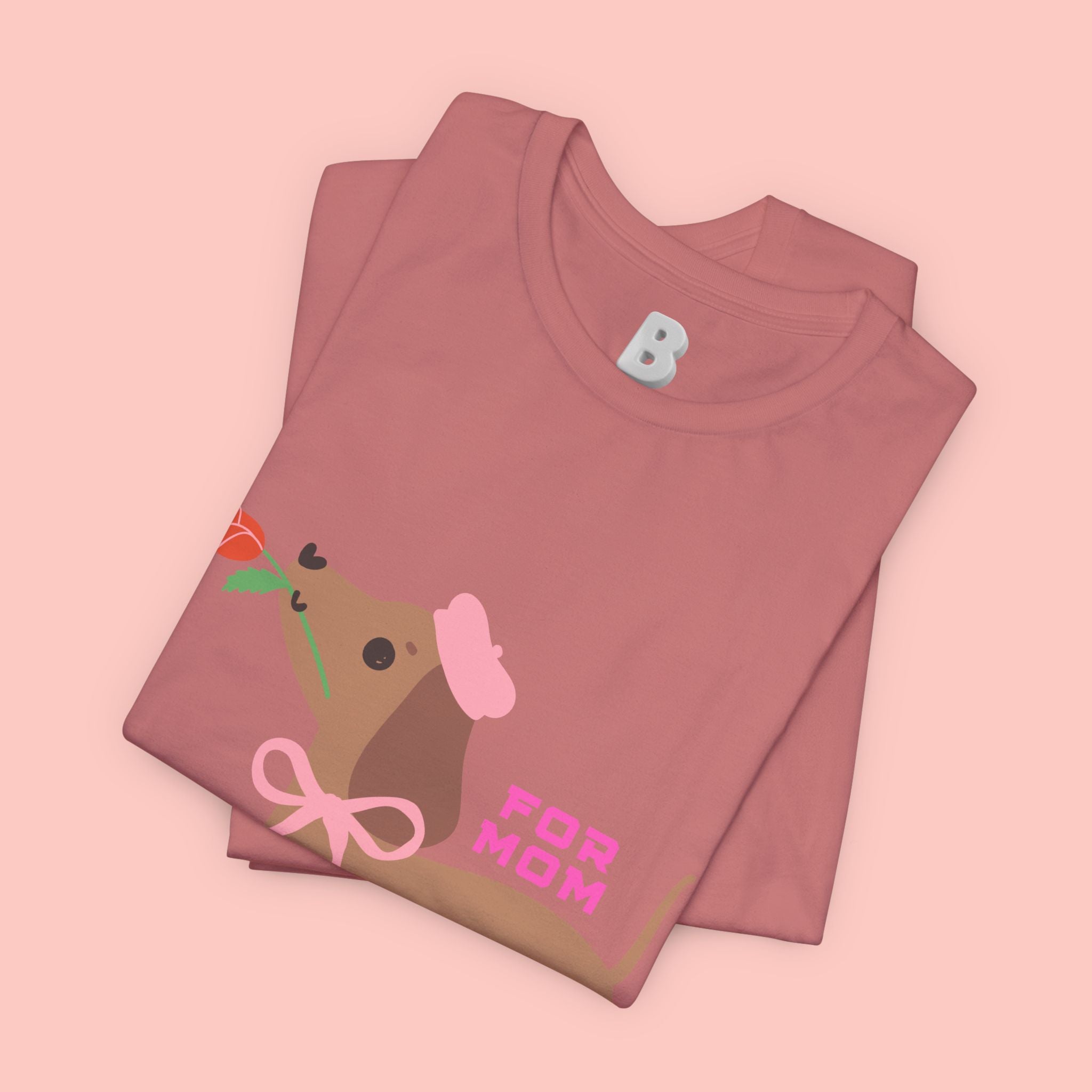 Mommy’s Dachshund Tee – Cute Dog with Rose “For Mom” Shirt