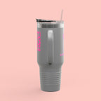 40oz Insulated Travel Mug — 'Groovy Mom' Pink Retro Design