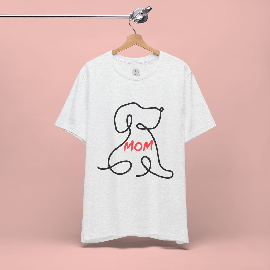 Mom Dog T-Shirt — Minimal Line Art Puppy Tee for Dog Moms, Mother's Day Gift