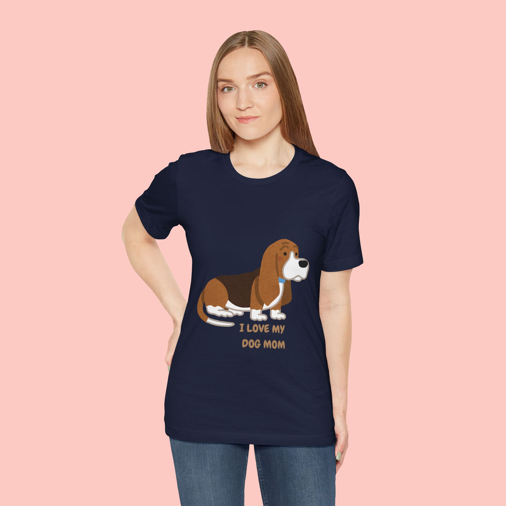 Dog Mom T‑Shirt — Cute Basset Hound I Love My Dog Mom Tee