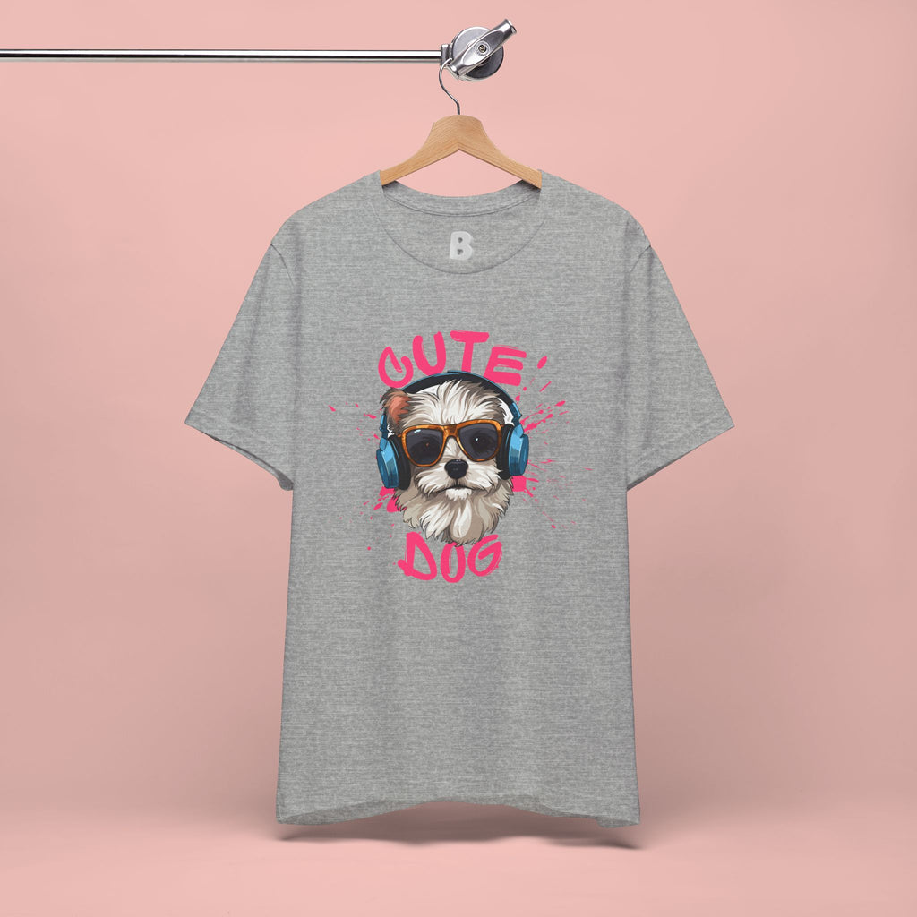 Cute Dog Tee — Headphones Puppy Graphic T-Shirt