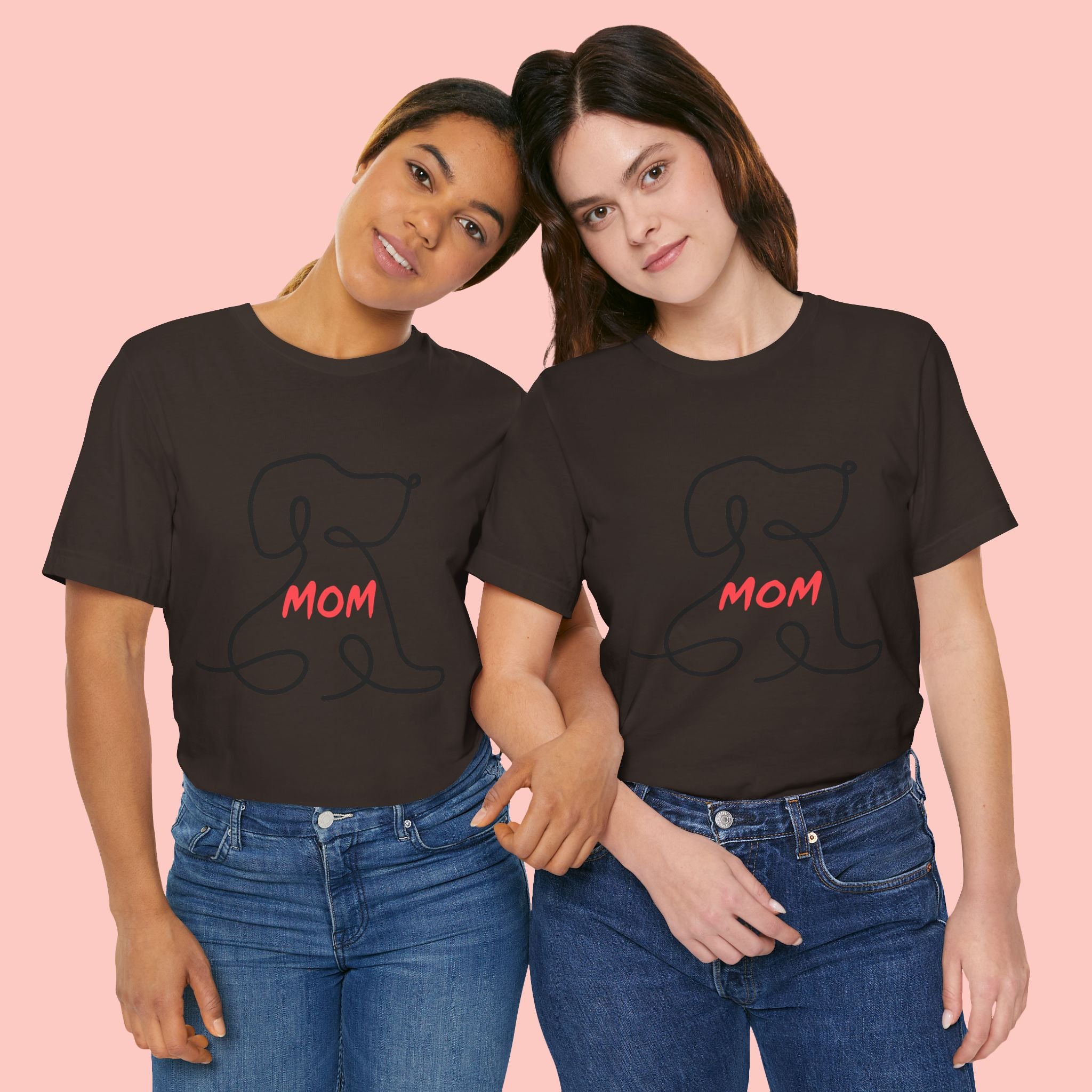 Mom Dog T-Shirt — Minimal Line Art Puppy Tee for Dog Moms, Mother's Day Gift