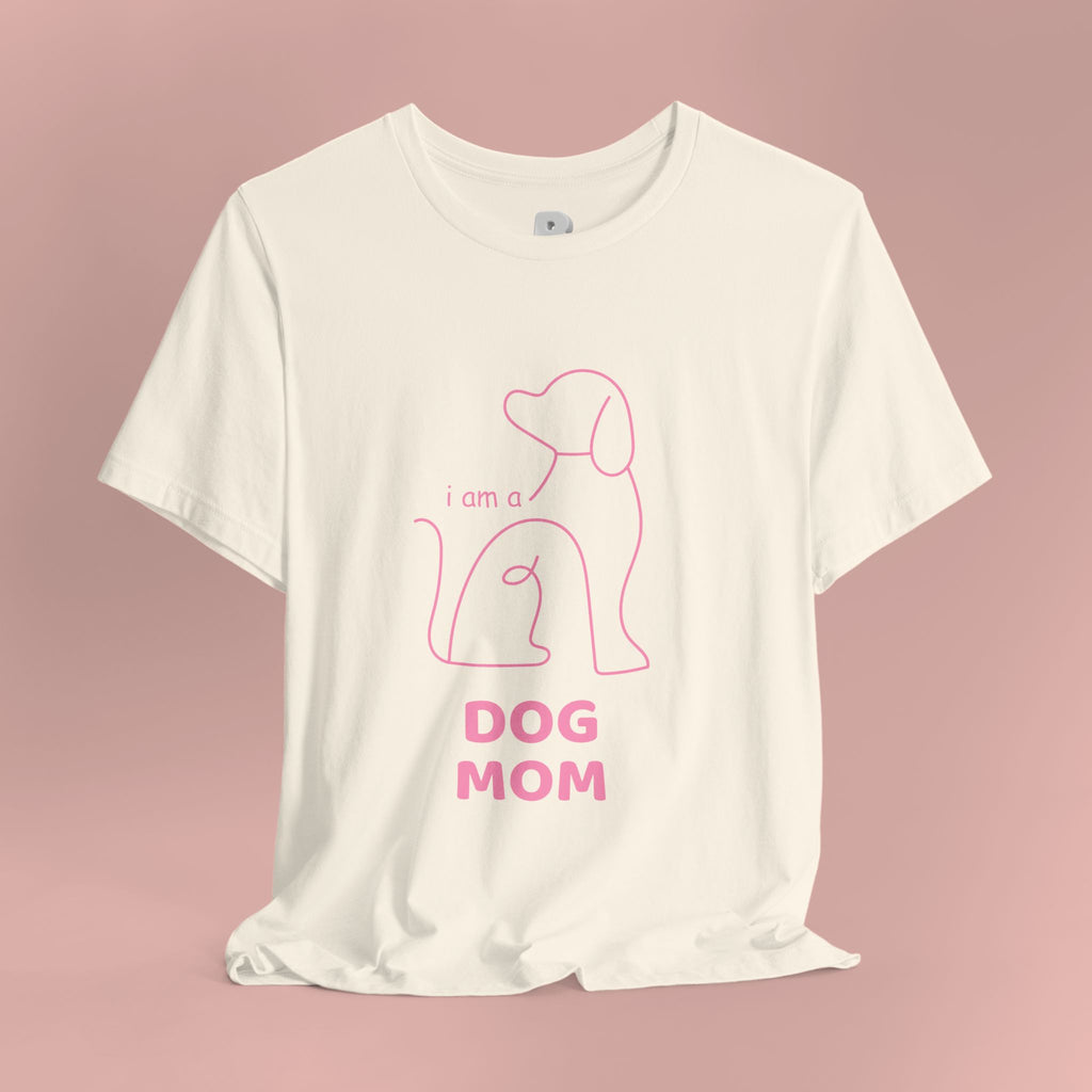 Dog Mom T‑Shirt – Minimal Pink Line Art Dog Tee