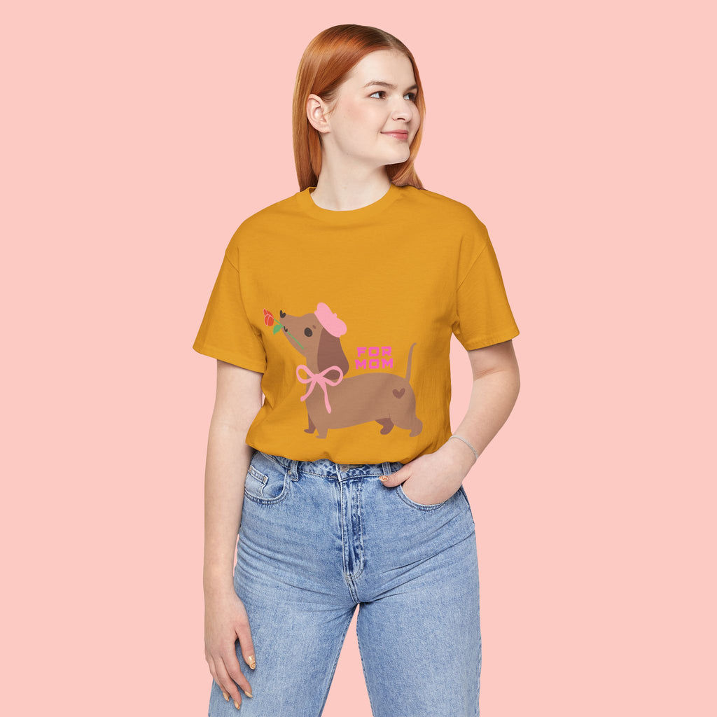 Mommy’s Dachshund Tee – Cute Dog with Rose “For Mom” Shirt