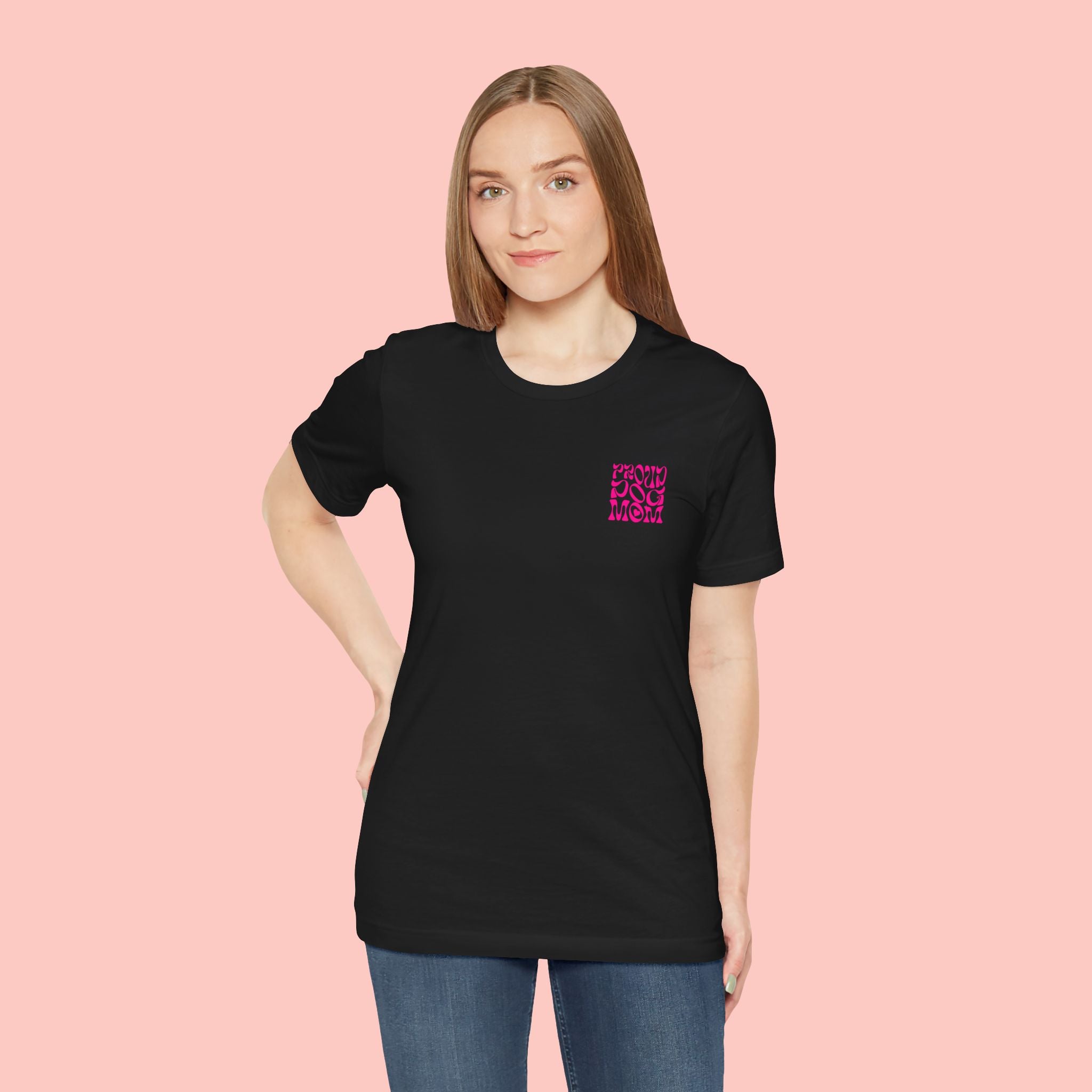 Mom of Dogs T-Shirt — Retro Pink “Proud Dog Mom” Tee
