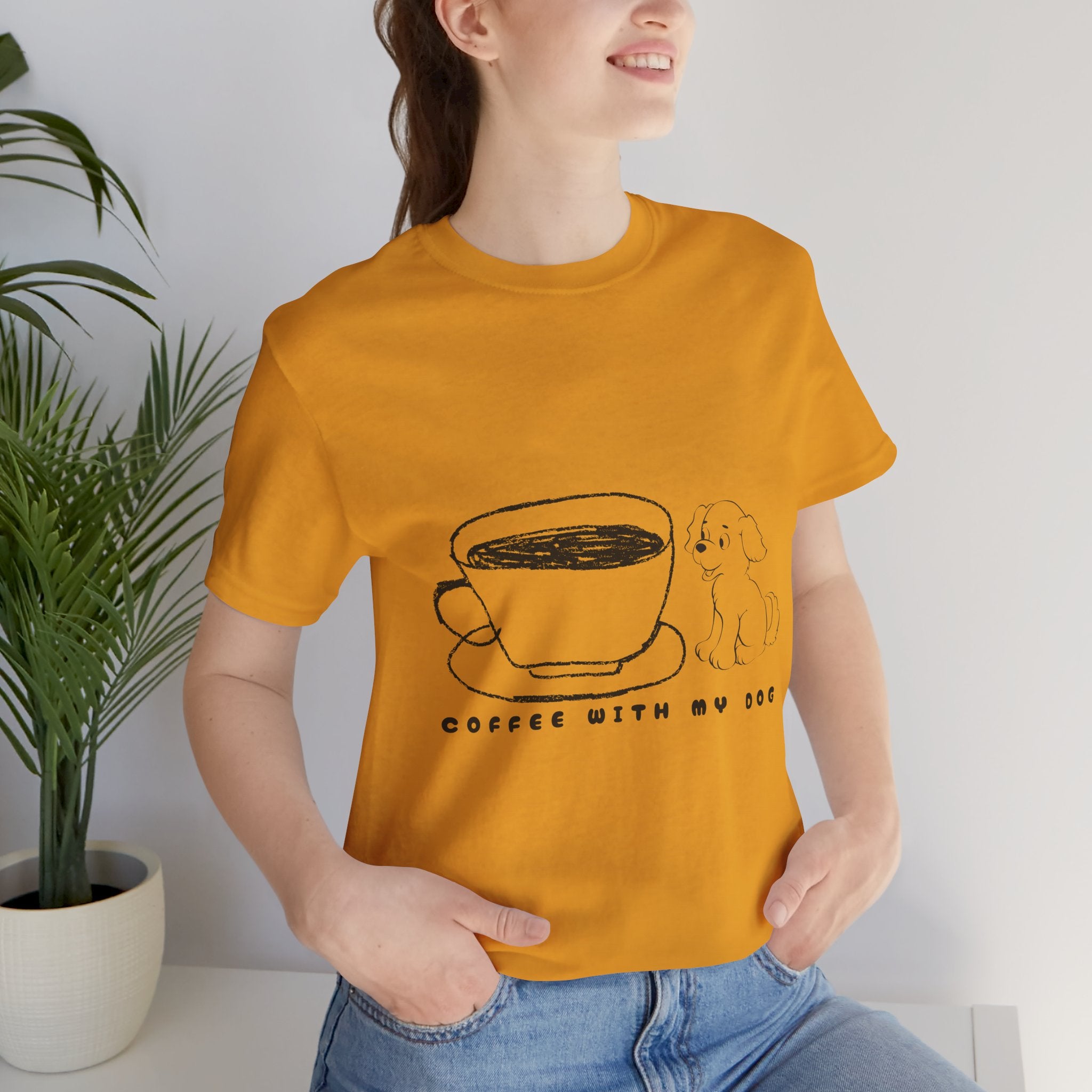 Coffee With My Dog T‑Shirt — Cute Minimalist Dog & Coffee Tee
