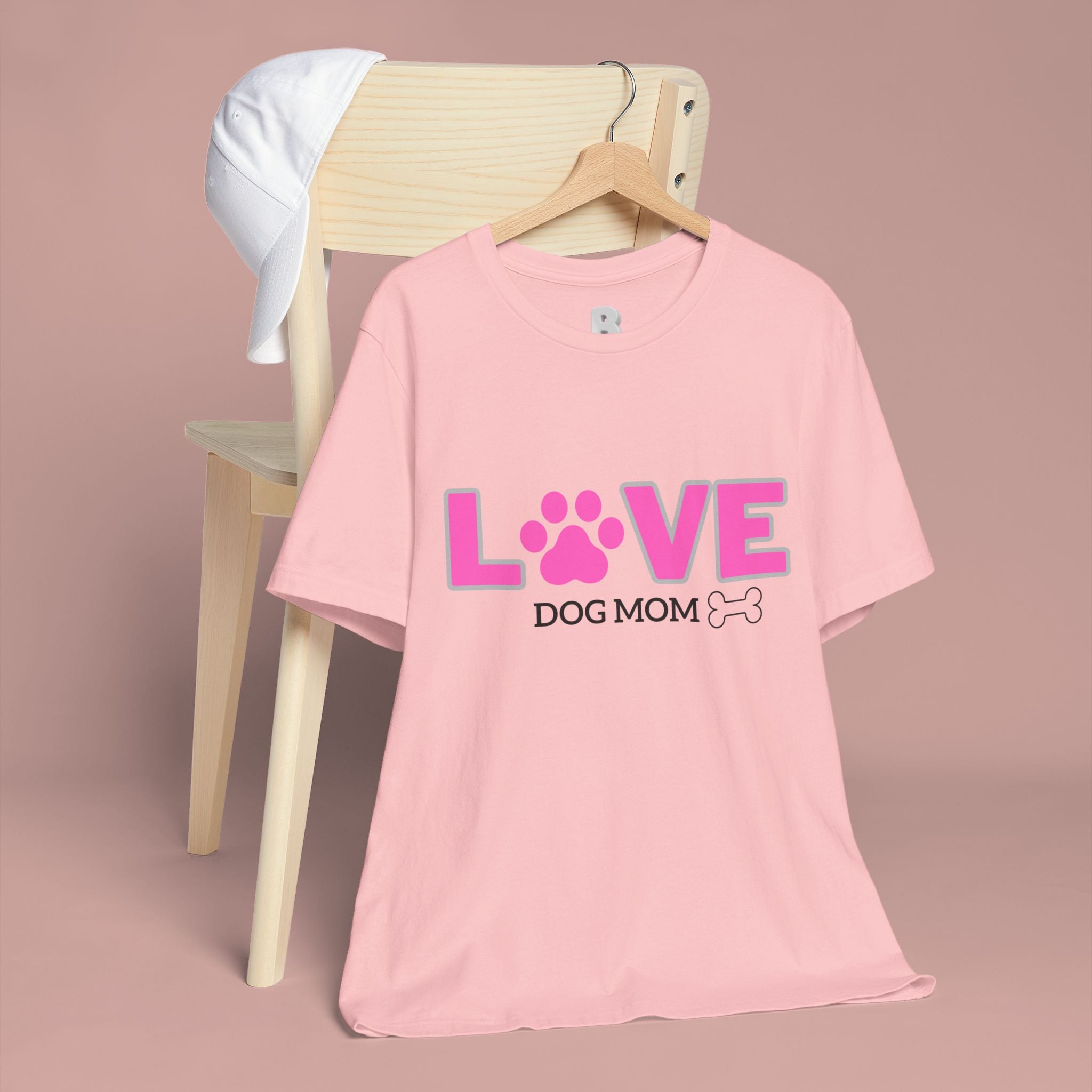 Love Dog Mom T-Shirt — Pink Paw Graphic Tee