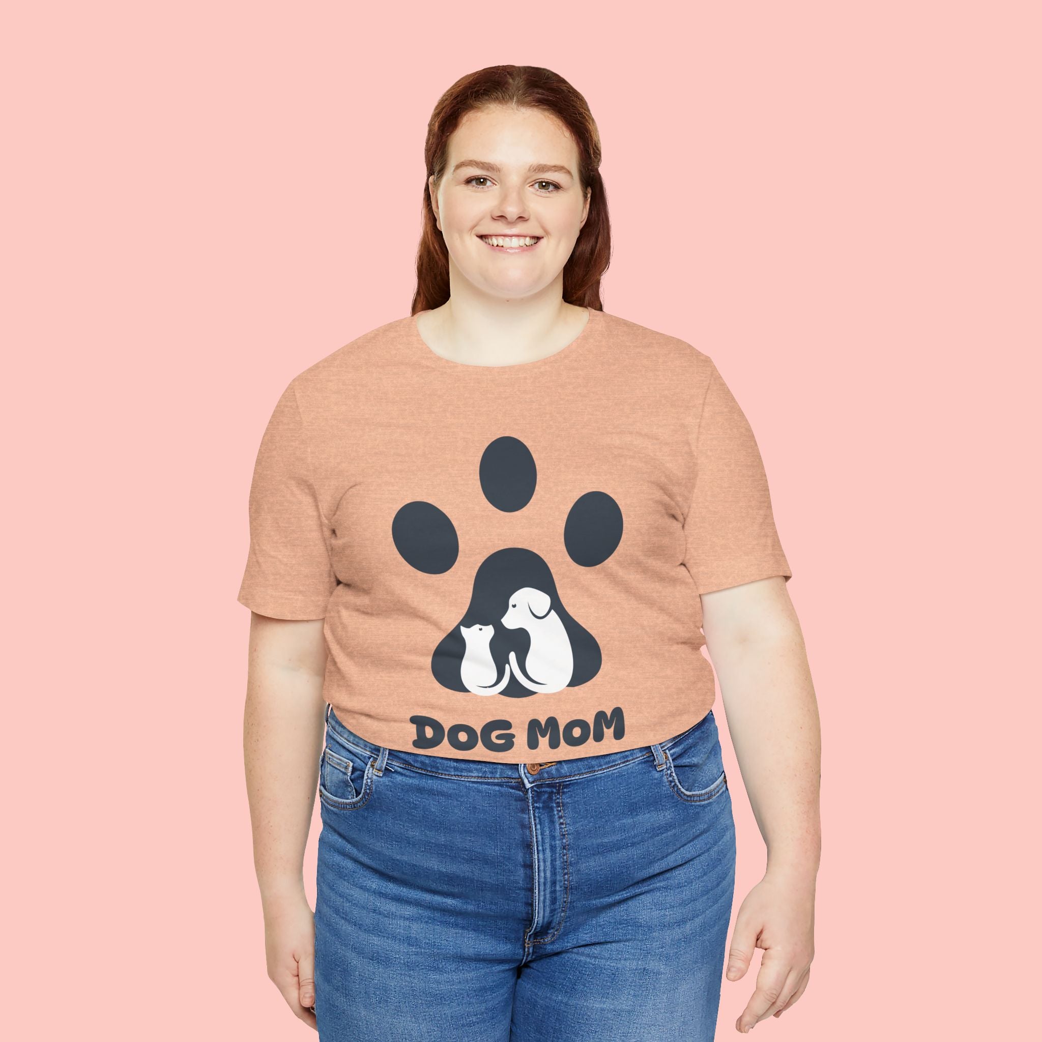 Dog Mom T‑Shirt — Paw Print with Dog & Puppy Graphic