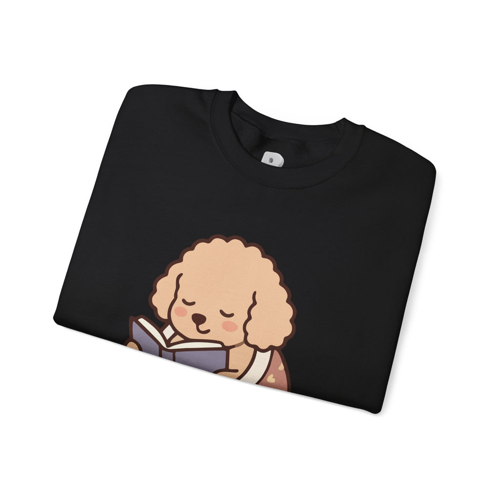 Cozy Reading Puppy Sweatshirt — "Paw Prints On My Soul" Crewneck