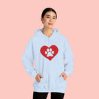 Heart Paw Hoodie — Cute Red Paw Print Animal Lover Sweatshirt