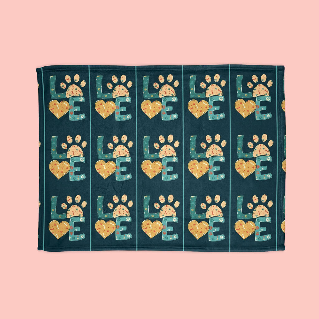 Pet Paw Love Blanket — Cozy Soft Polyester Throw for Dog & Cat Lovers