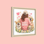 Dog Mom Canvas Print — Framed Matte Wall Art with Cute Dogs & Hearts