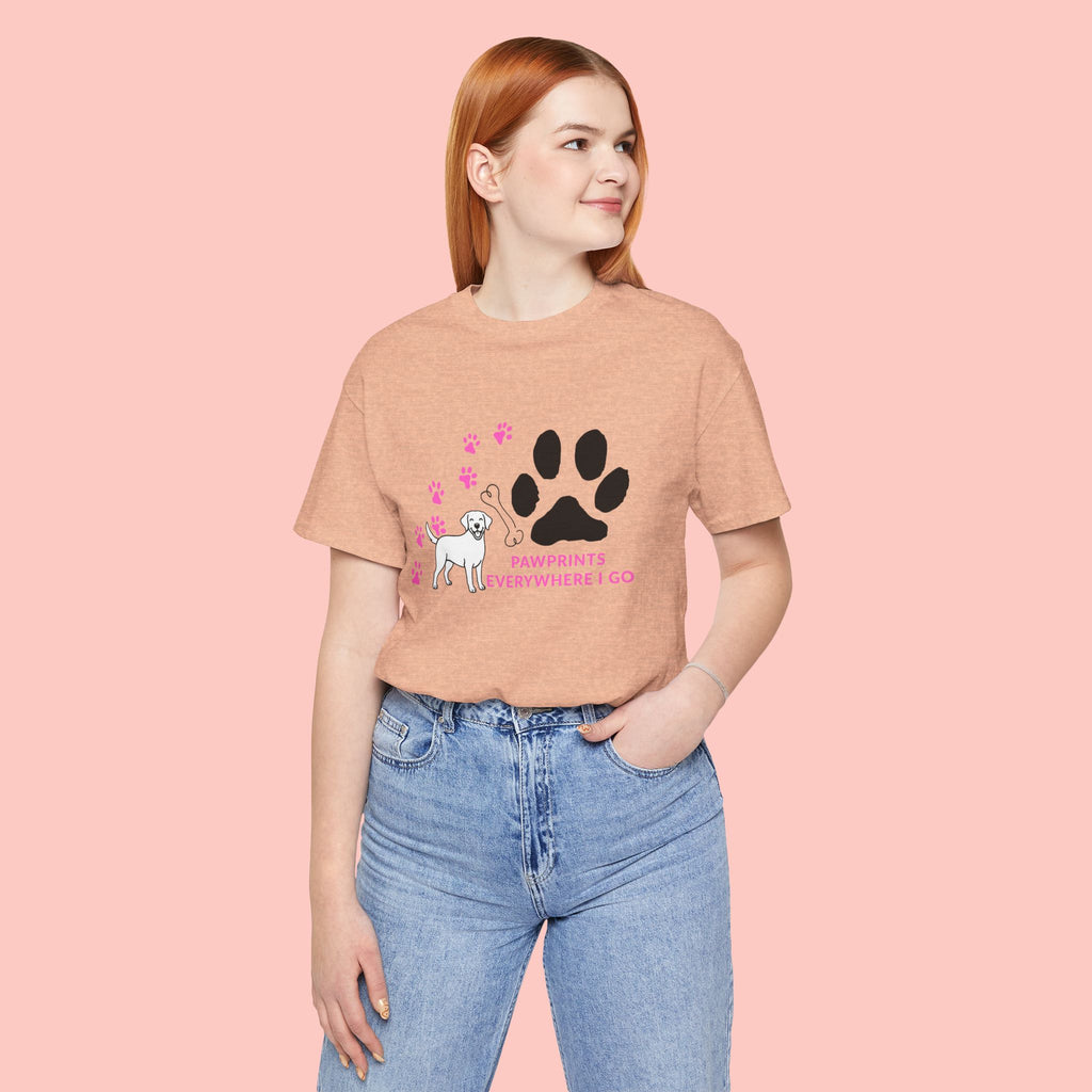 Dog Pawprint T-Shirt — "Pawprints Everywhere I Go" Cute Pet Lover Tee