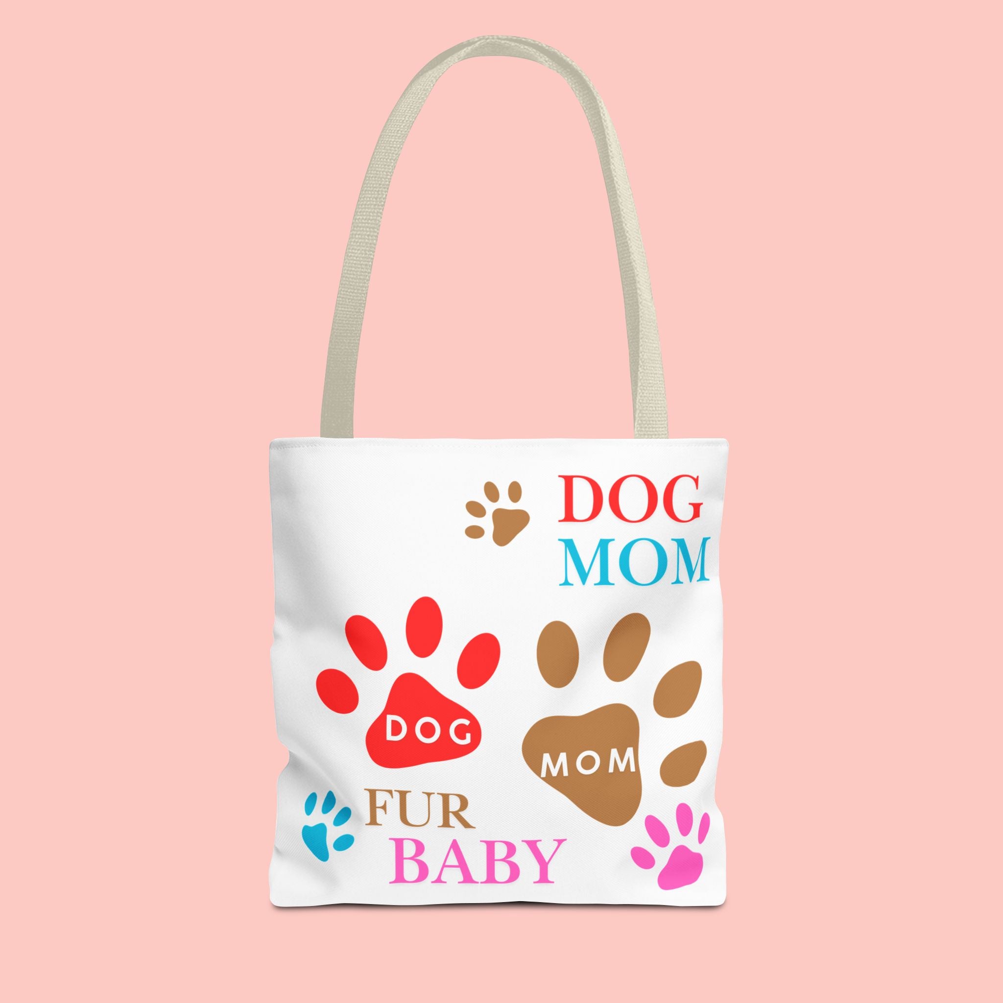 Dog Mom Tote Bag – "Fur Baby" Paw Print AOP Tote