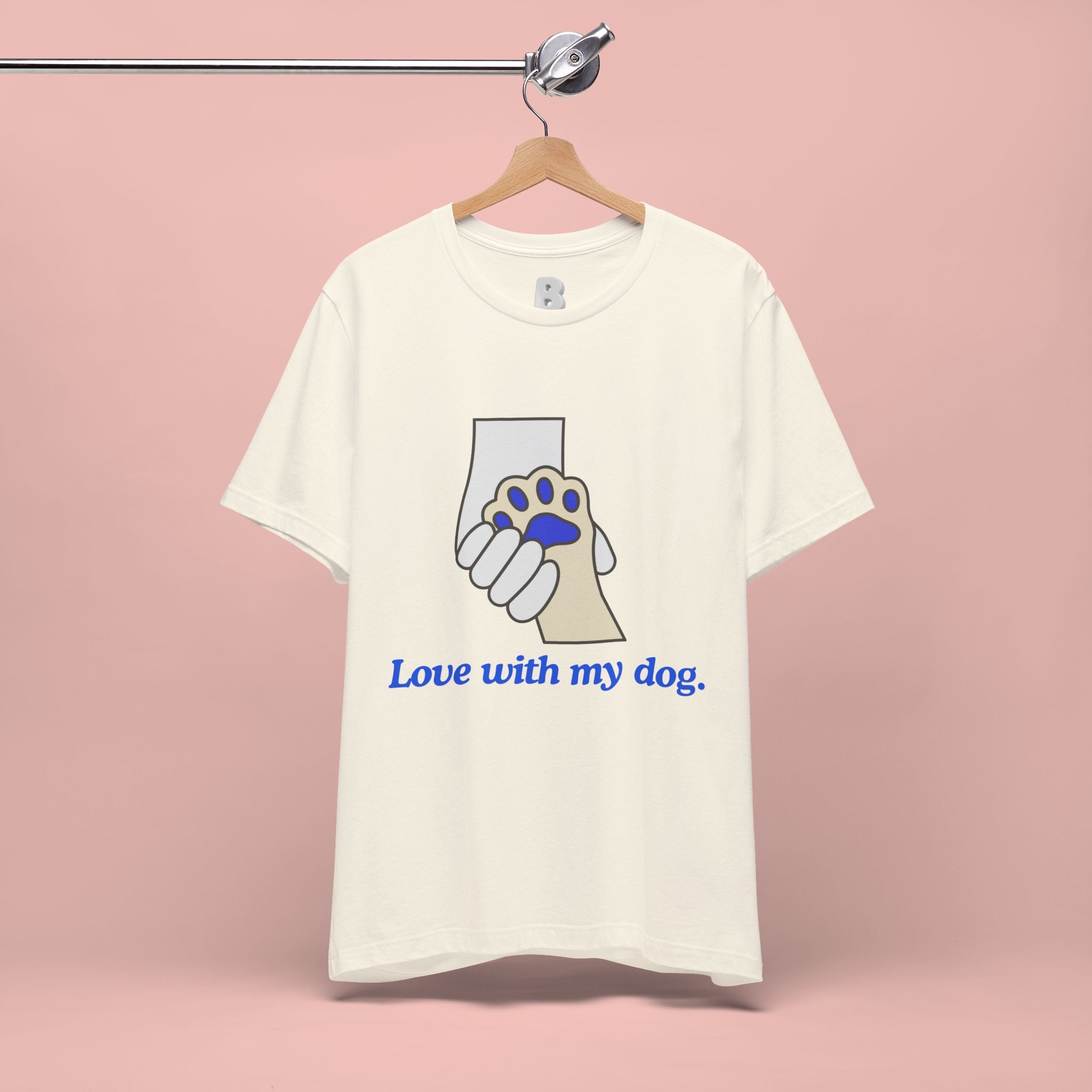 Dog Lover T-Shirt — "Love with my dog." Paw Print Graphic