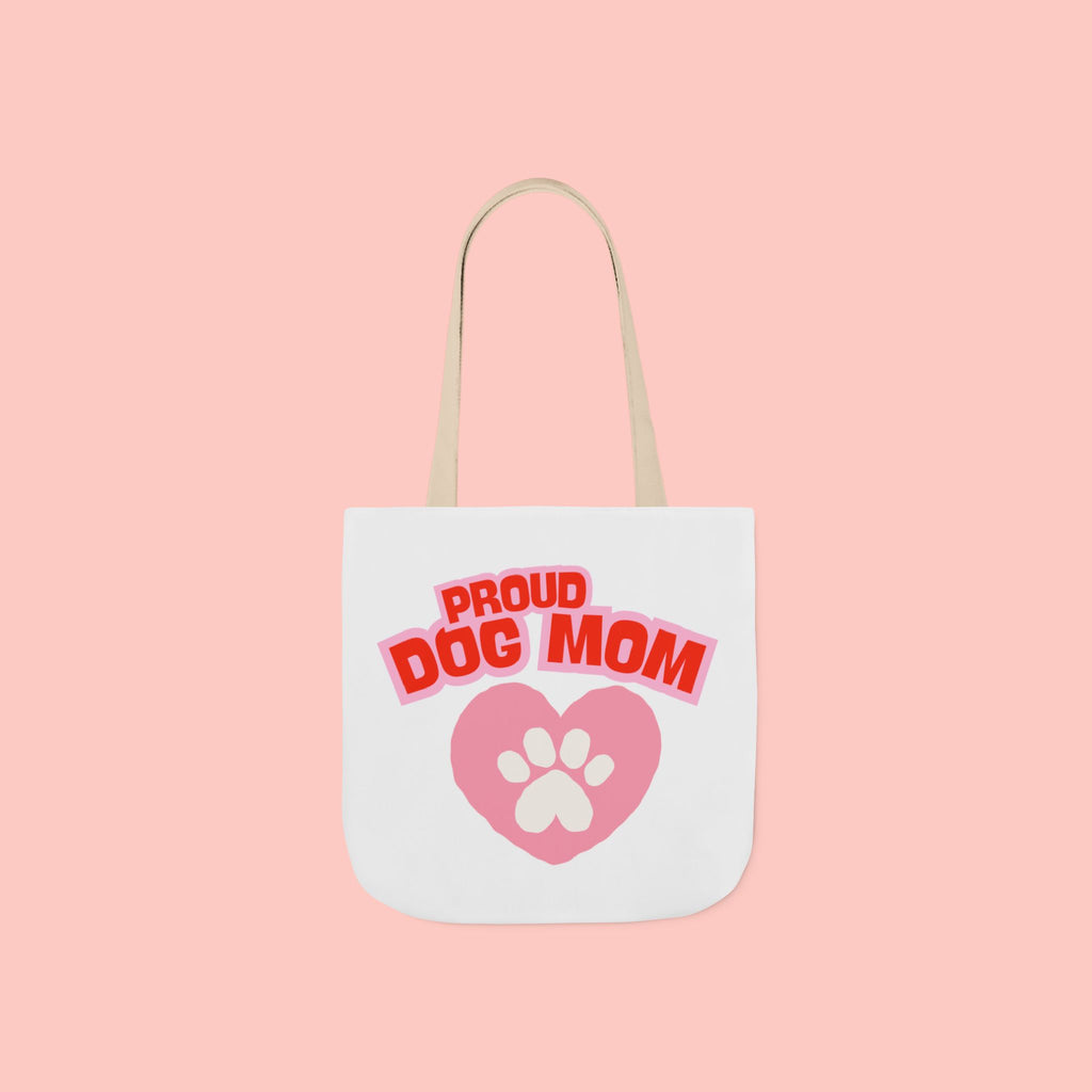 Proud Dog Mom Canvas Tote Bag – Pink Paw Heart Dog Mom Gift