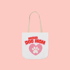 Proud Dog Mom Canvas Tote Bag – Pink Paw Heart Dog Mom Gift