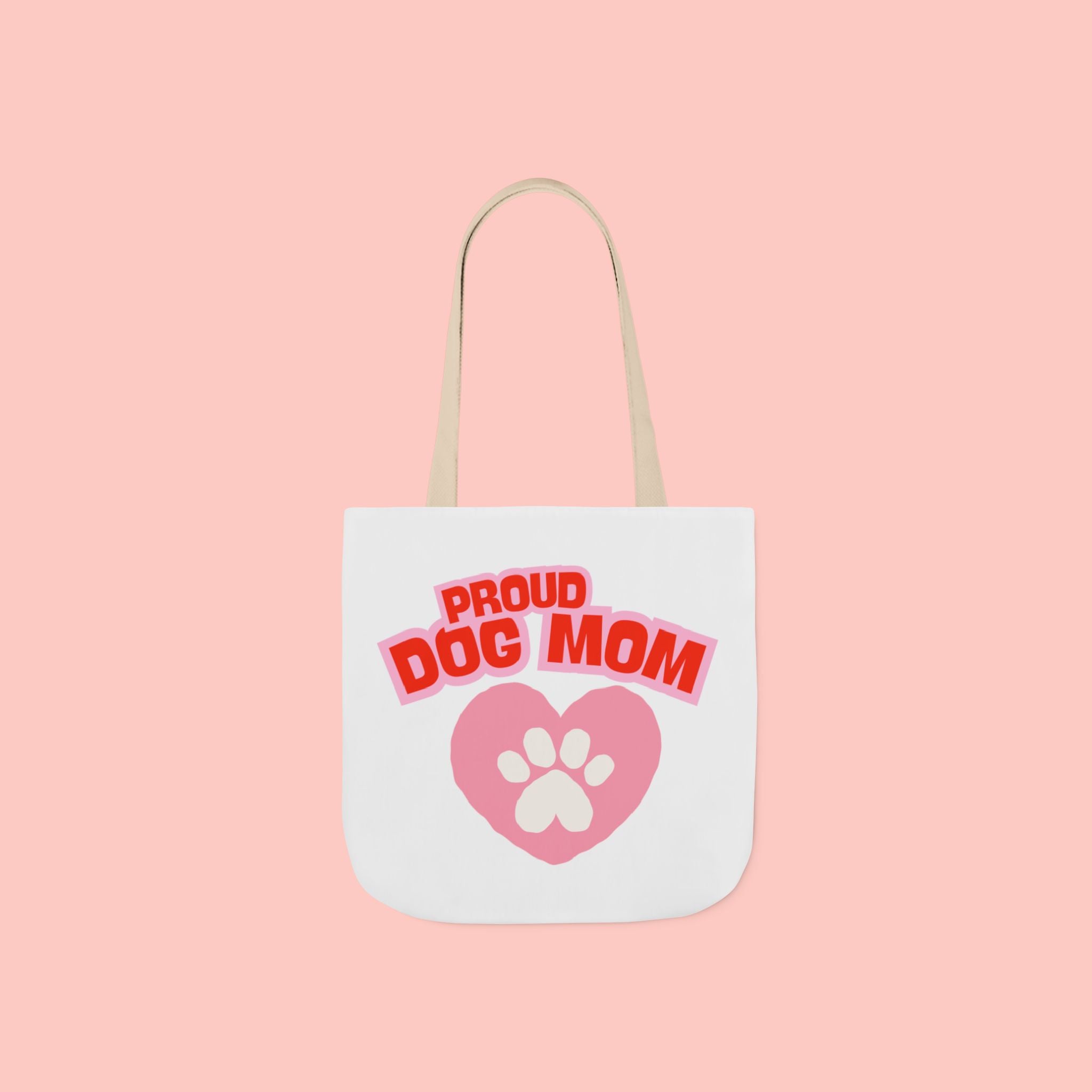 Proud Dog Mom Canvas Tote Bag – Pink Paw Heart Dog Mom Gift