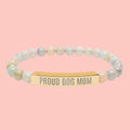 Proud Dog Mom Natural Stone Stretch Bracelet – Engraved Bar Gift for Pet Lovers