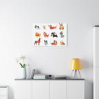 Holiday Dogs Canvas Wall Art — Cute Dachshund, Pug & Mixed Breeds in Winter Sweaters