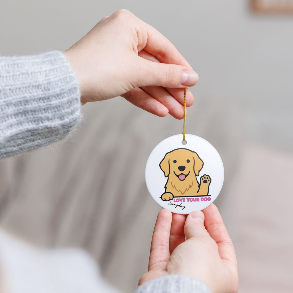 Dog Ornament — 'Love Your Dog Everyday' Ceramic Pet Memorial Decoration