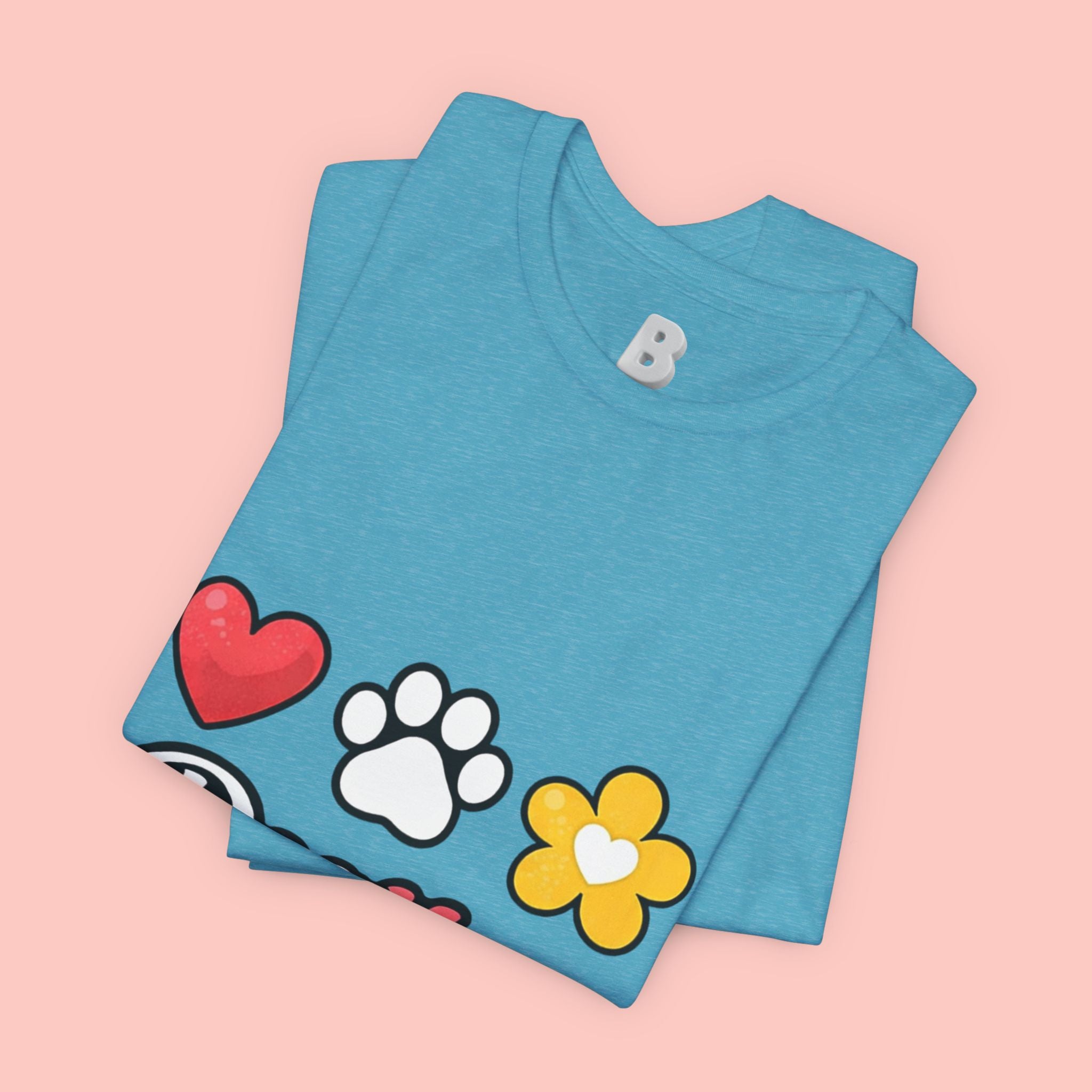 Dog Mom T-Shirt – Heart, Paw & Flower Graphic Tee
