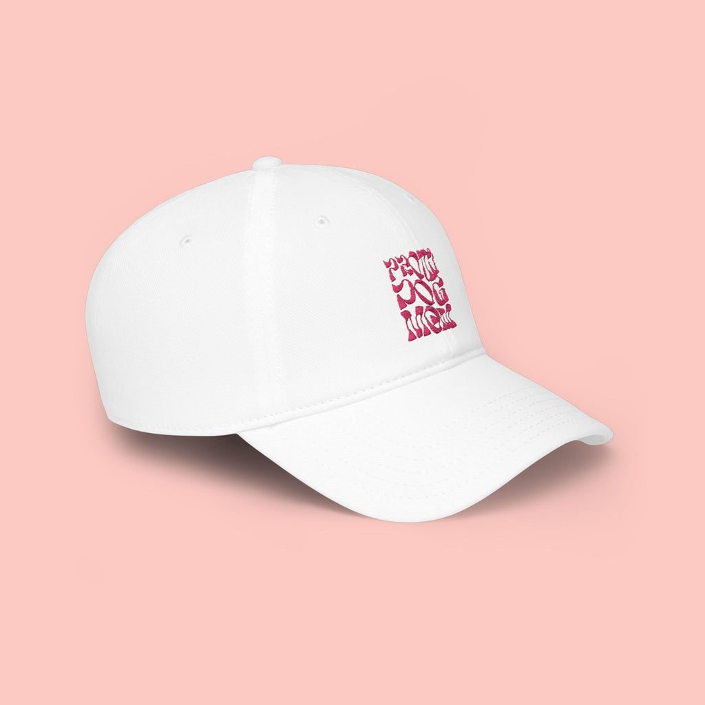 Low Profile Baseball Cap – 'Dog Mom' Pink Leopard Square Embroidered Hat