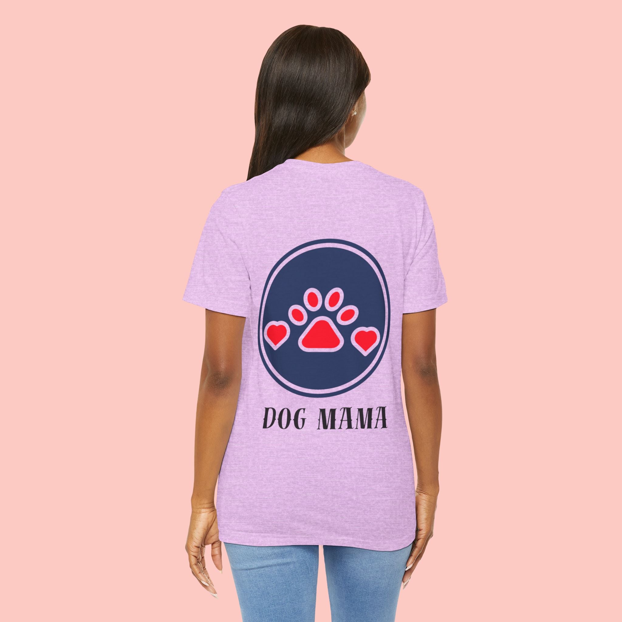 Dog Mama Tee - Paw Print Heart Graphic Short Sleeve Shirt