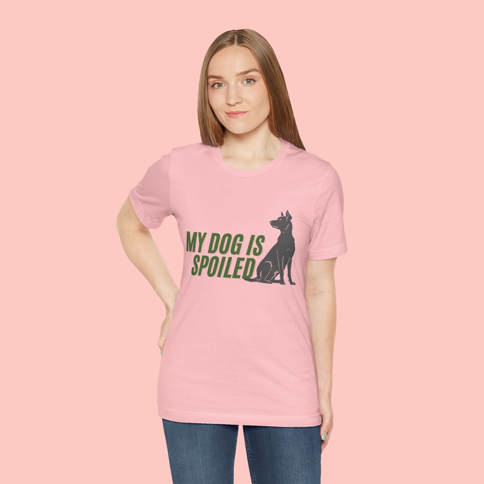 My Dog Is Spoiled T‑Shirt — Funny Dog Lover Tee with Sitting Dog Graphic