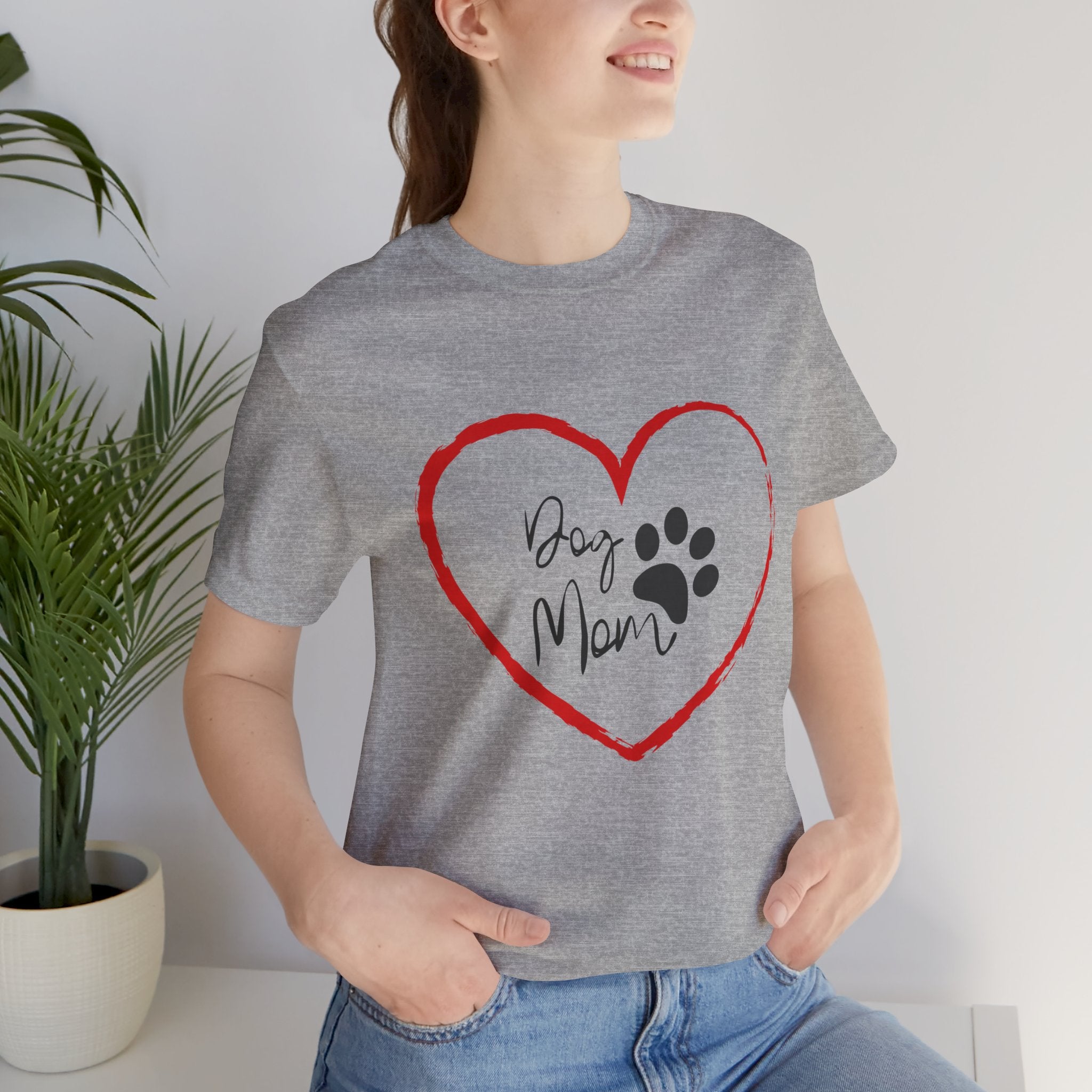 Dog Mom Heart Paw T‑Shirt