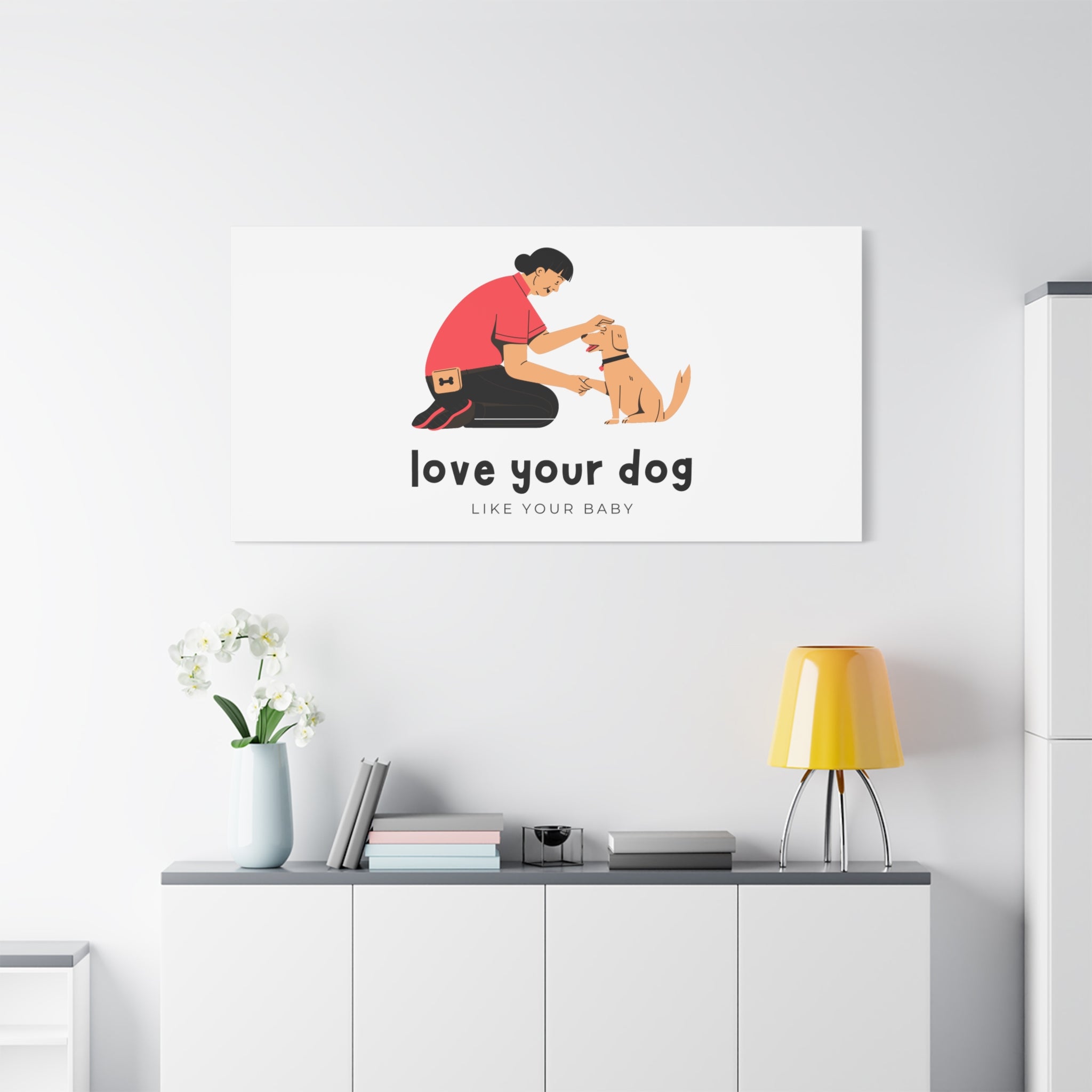 Canvas Wall Art - "Love Your Dog Like Your Baby" Pet Illustration