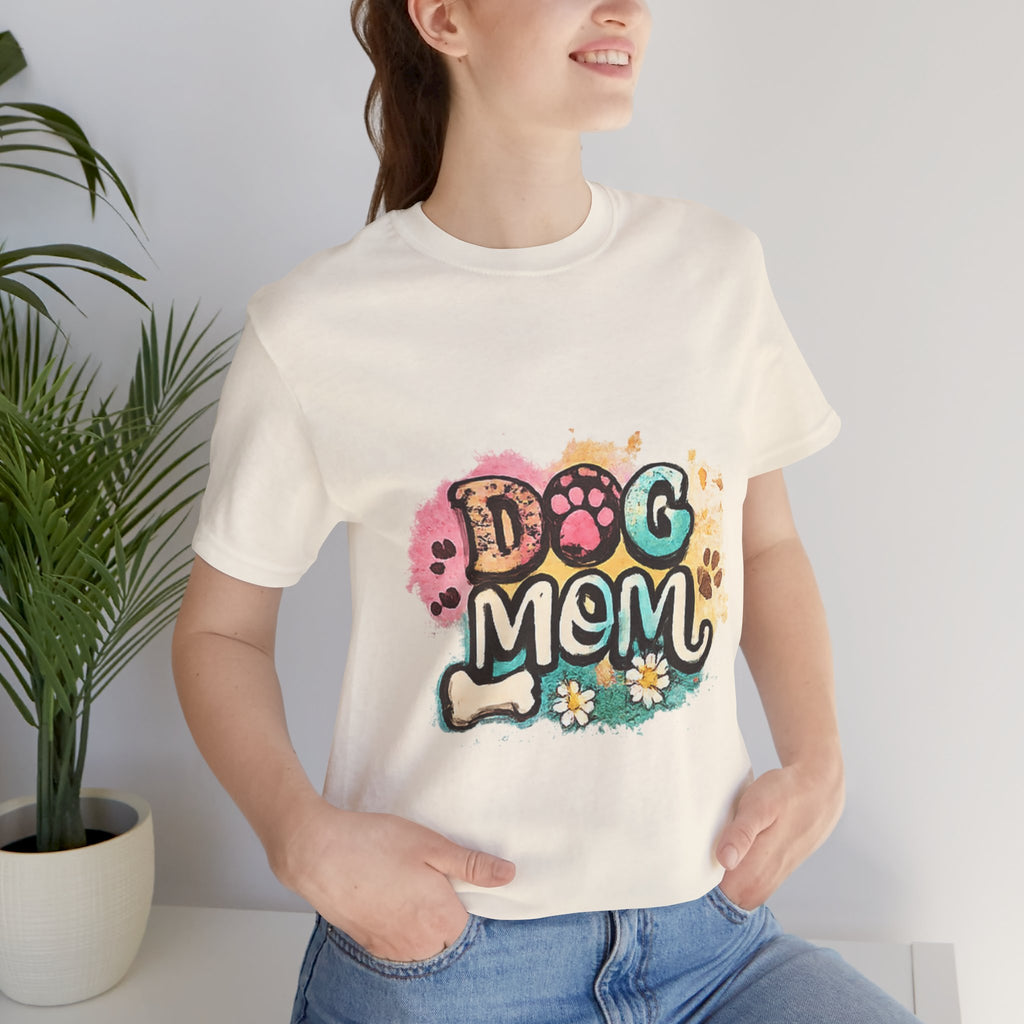 Dog Mom T-Shirt — Colorful Paw Print Graphic Tee for Pet Lovers