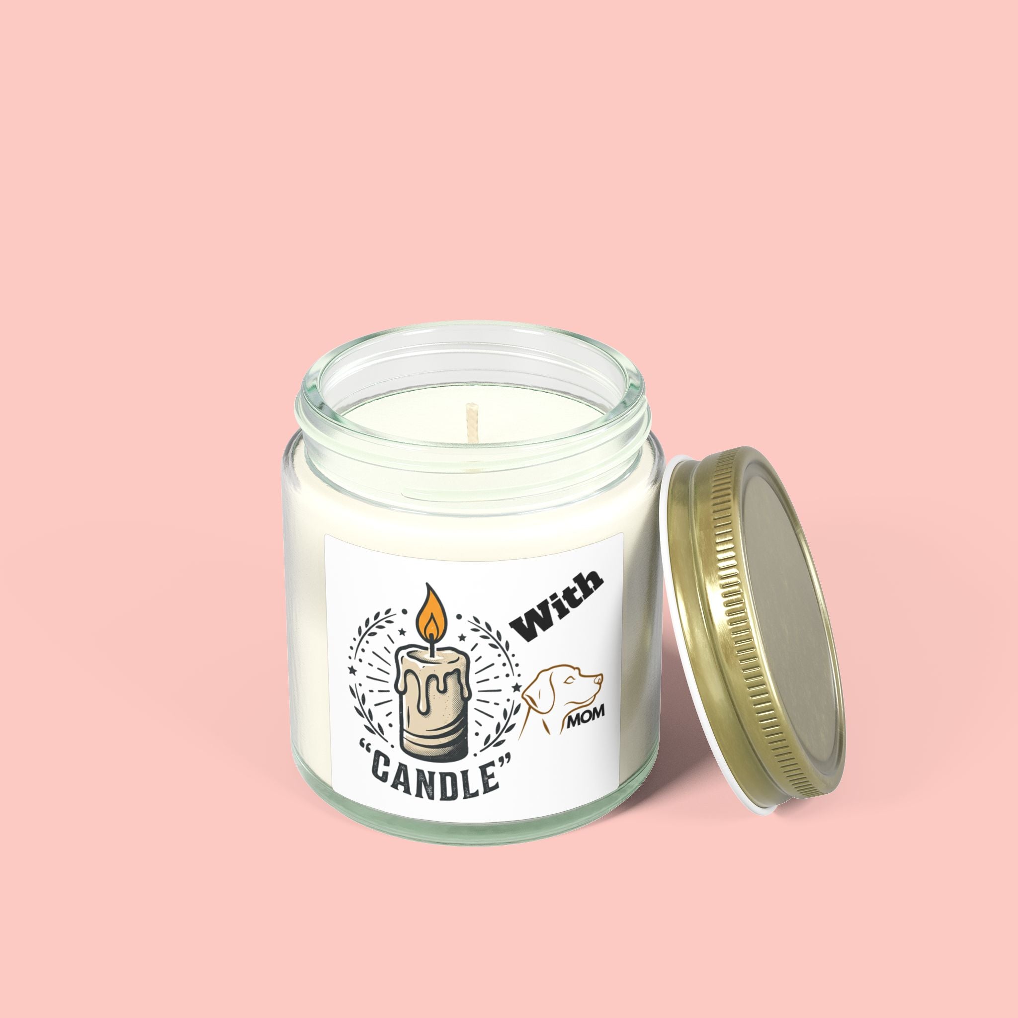 Coconut Apricot Scented Candle (4oz/9oz) — 'With Candle' Decorative Jar, Cozy Home Gift for Moms