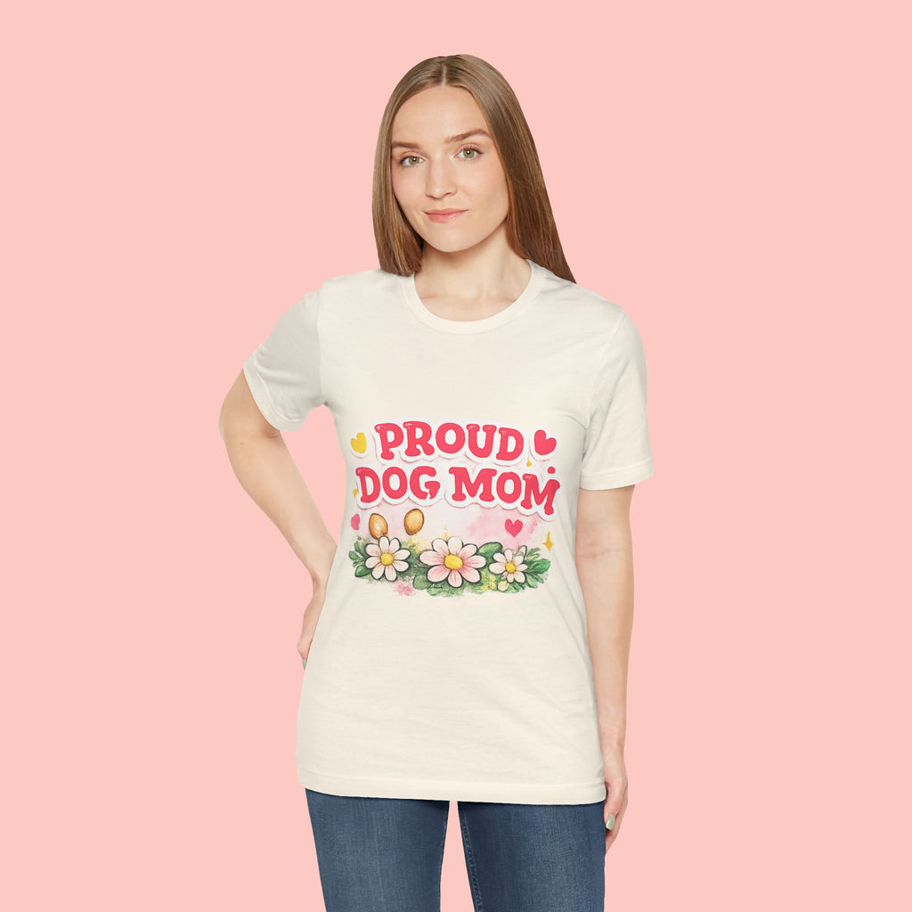 Proud Dog Mom Tee – Floral Retro Heart Design