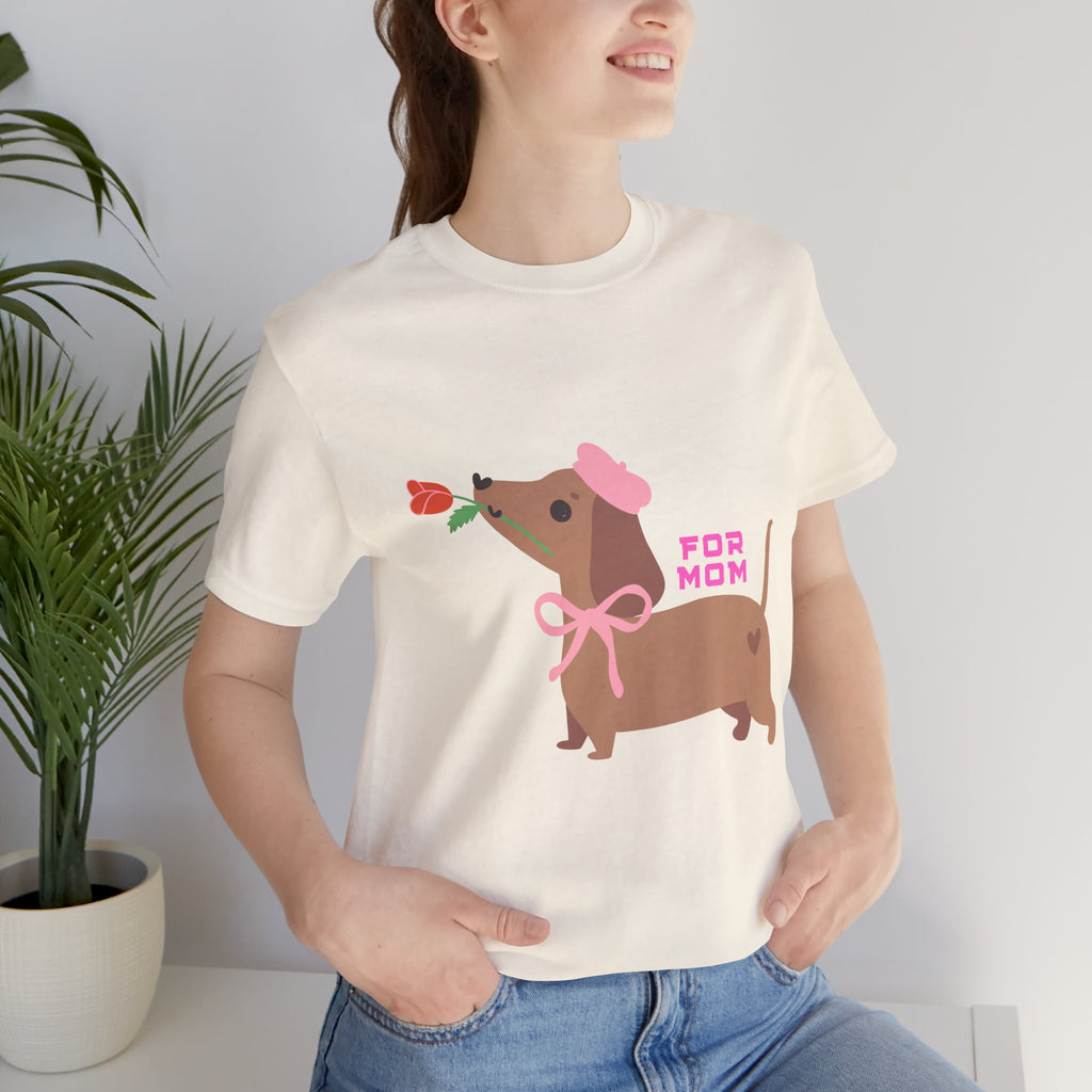 Mommy’s Dachshund Tee – Cute Dog with Rose “For Mom” Shirt