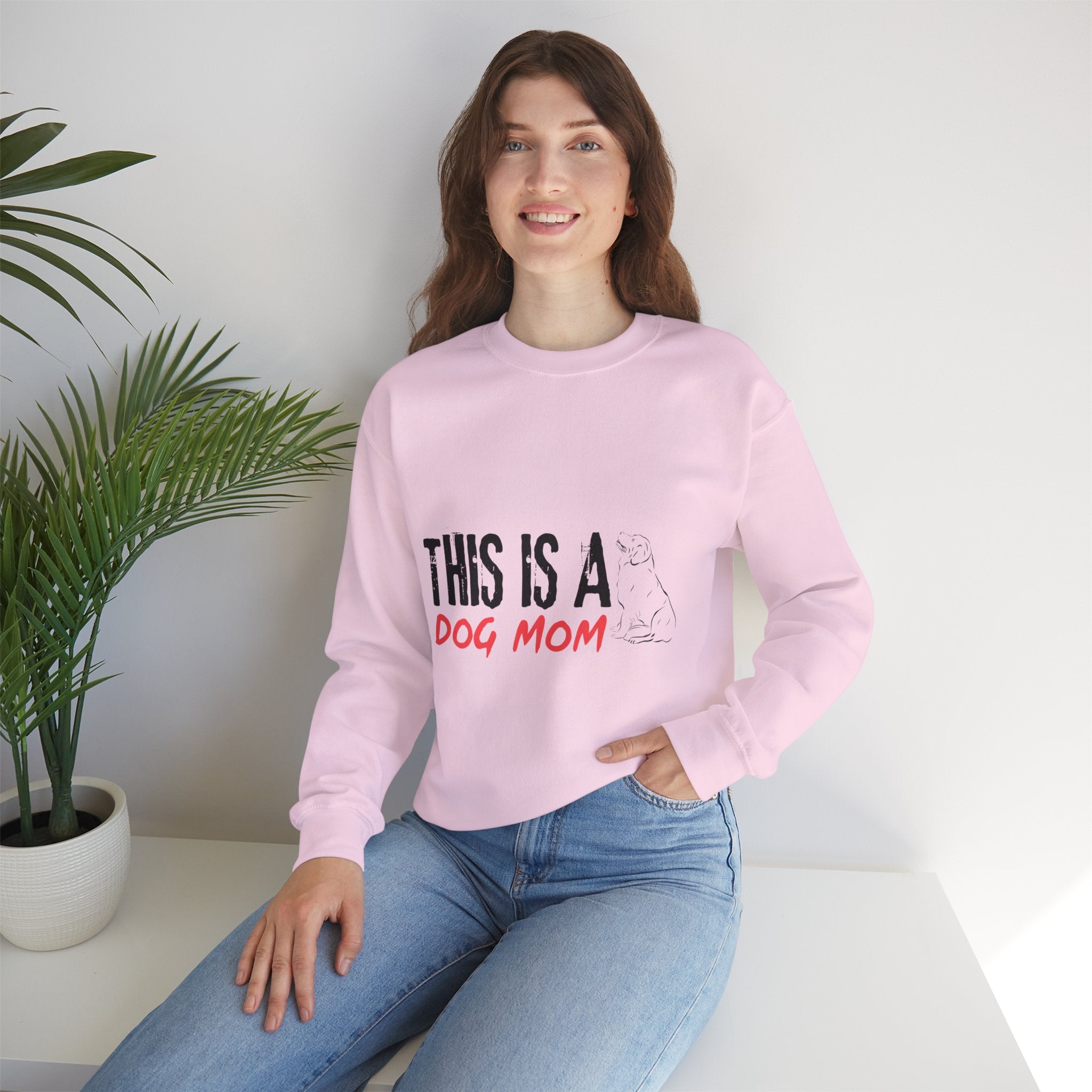 Dog Mom Crewneck Sweatshirt — "This Is A Dog Mom" Cozy Pullover