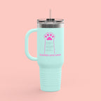40oz Insulated Travel Mug — 'Groovy Mom' Pink Retro Design
