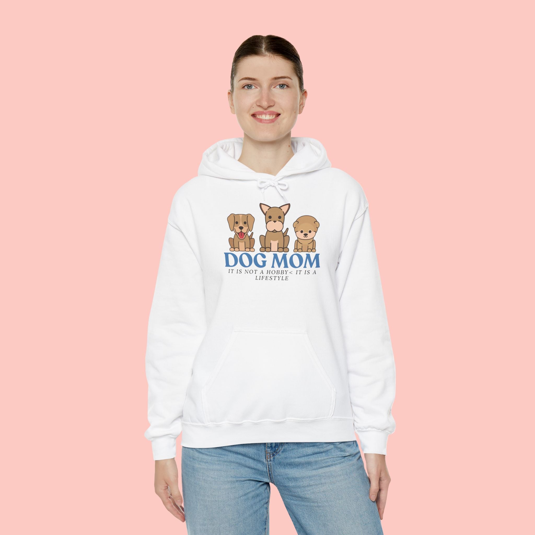 Dog Mom Hoodie — Cute Puppy Trio 'Dog Mom' Graphic Sweatshirt
