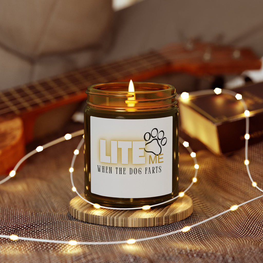 Coconut Apricot Scented Candle — "Lite Me When The Dog Farts" (4oz / 9oz)