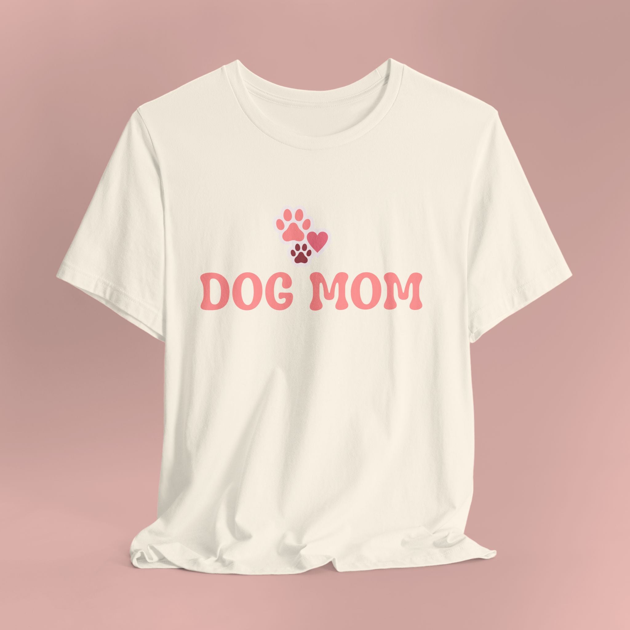 Dog Mom T-Shirt — Pink Paw Graphic Tee for Dog Lovers
