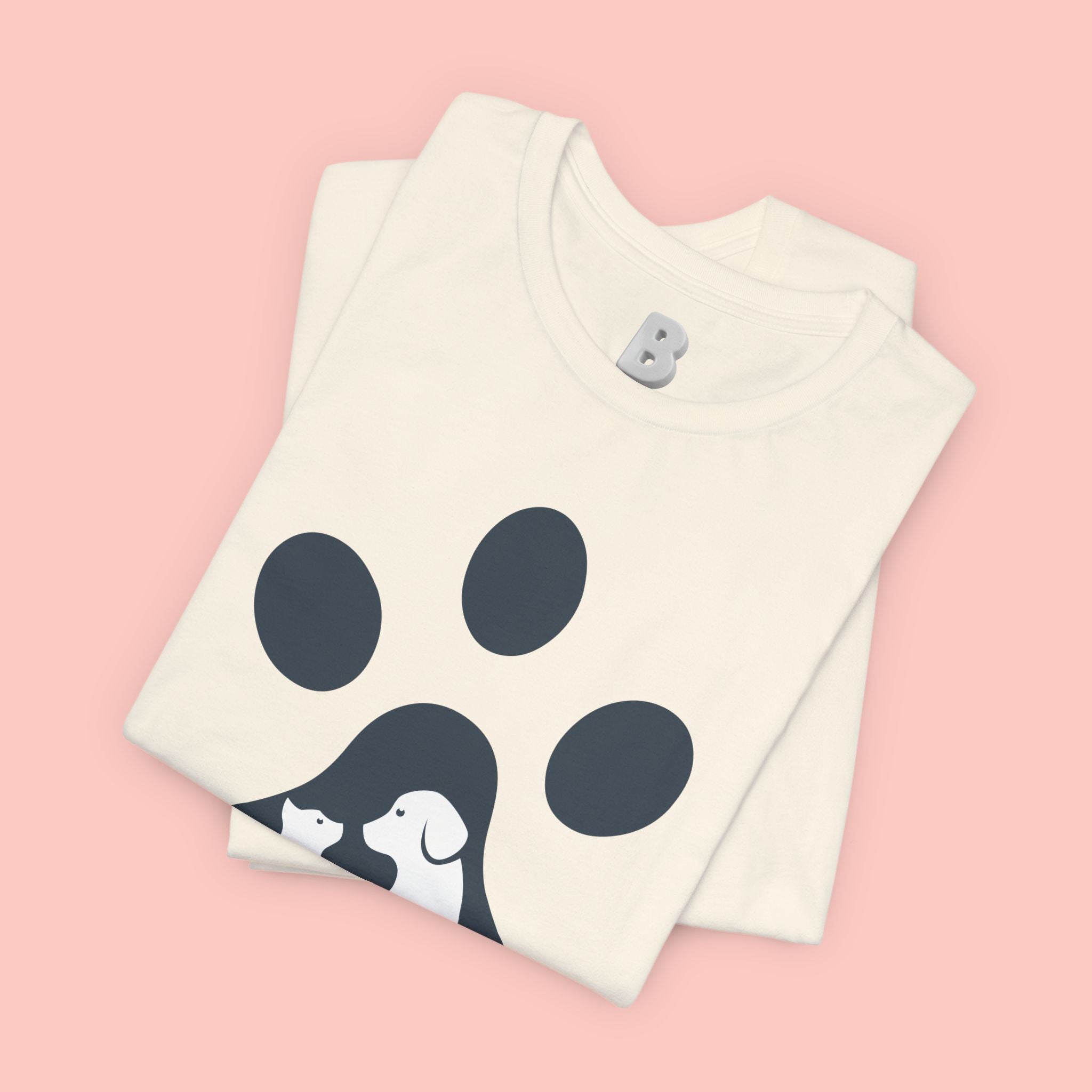 Dog Mom T‑Shirt — Paw Print with Dog & Puppy Graphic